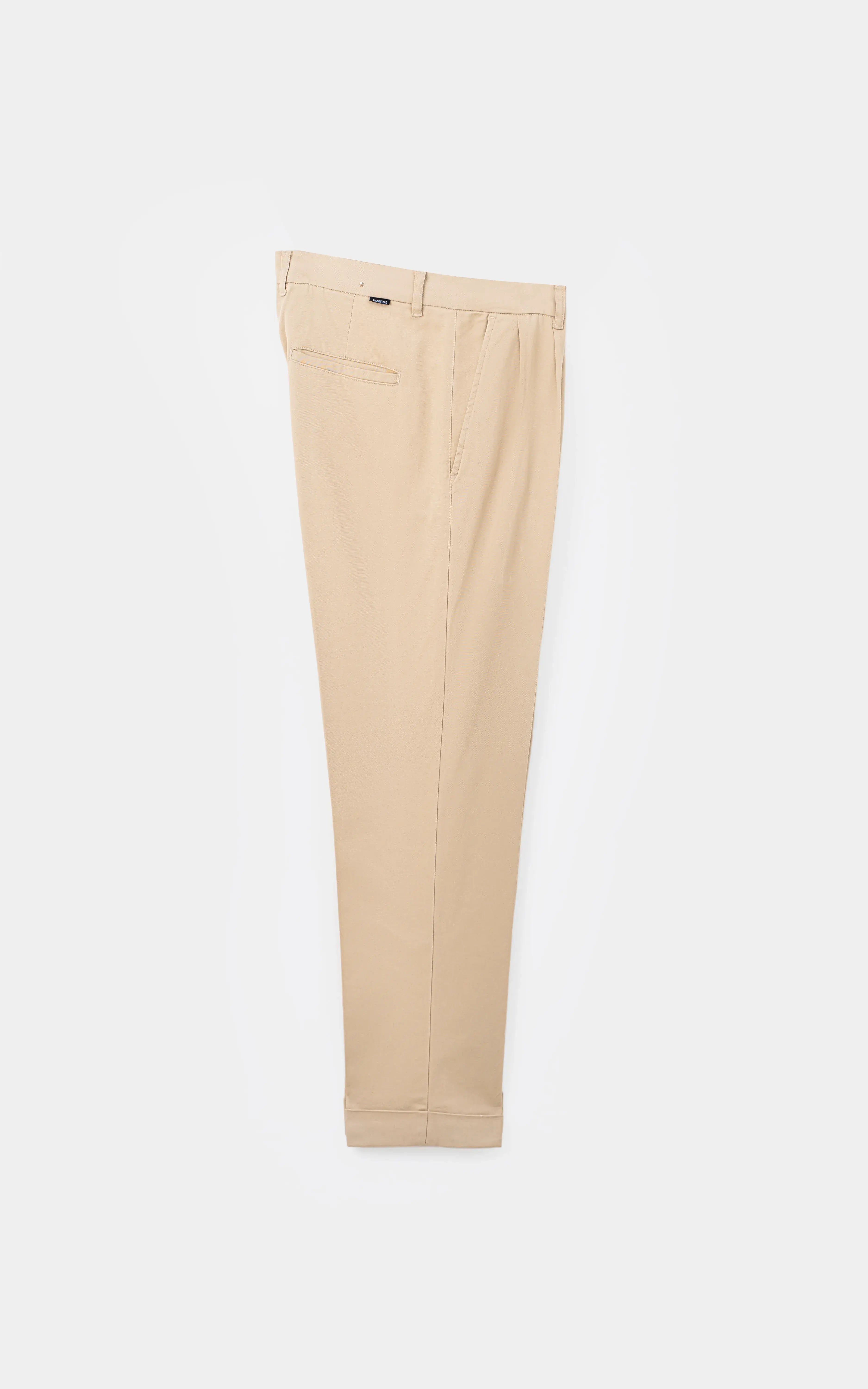 TWILL PLEATED REGULAR FIT CASUAL PANT LIGHT KHAKI