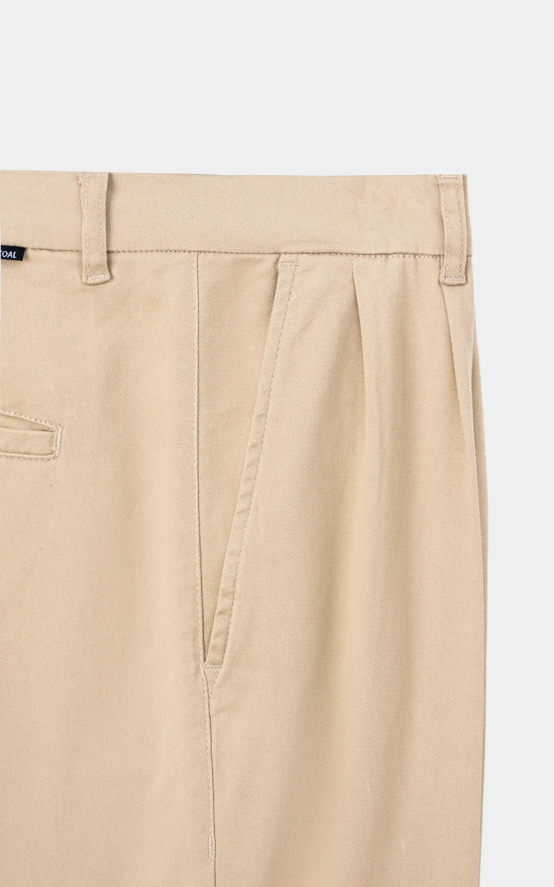 TWILL PLEATED REGULAR FIT CASUAL PANT LIGHT KHAKI