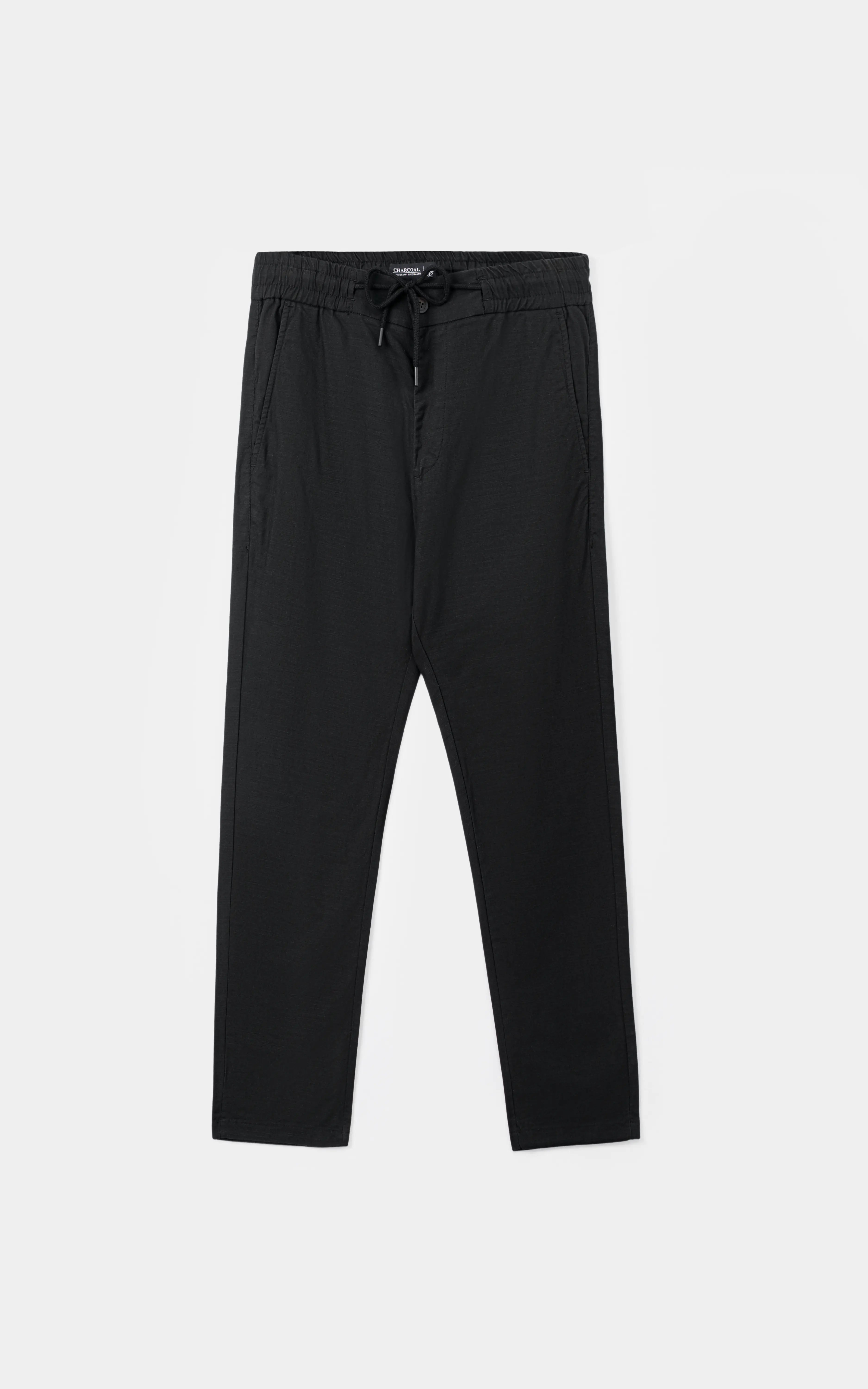 SMART FIT LINEN JOGGER TROUSER BLACK