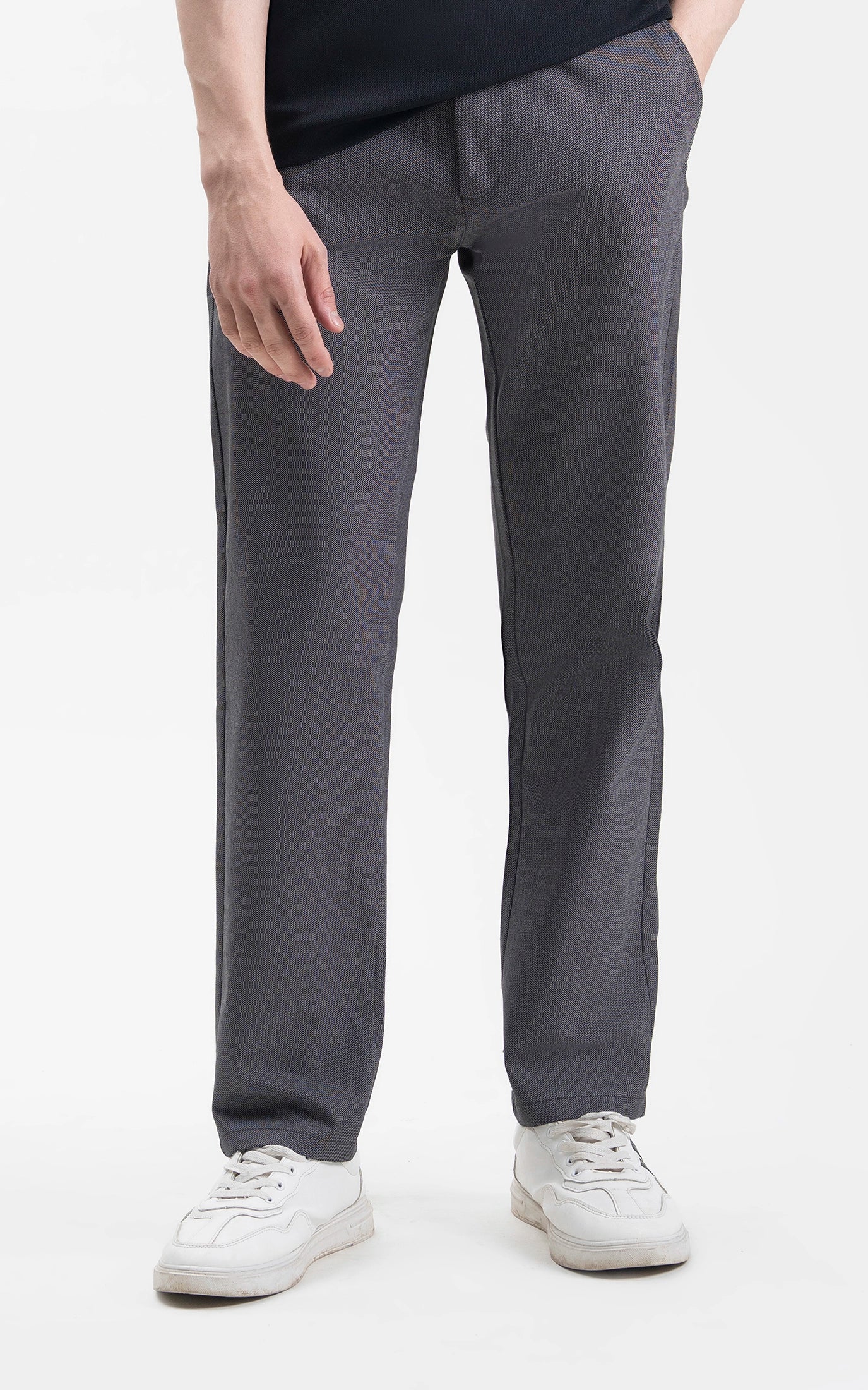 CASUAL PANT REGULAR FIT BLACK MELANGE