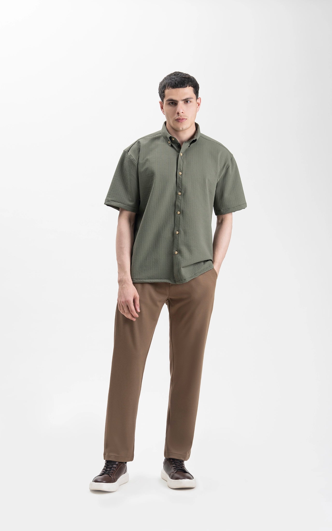 RELAXED FIT BUTTON DOWN  CASUAL SHIRT GREEN
