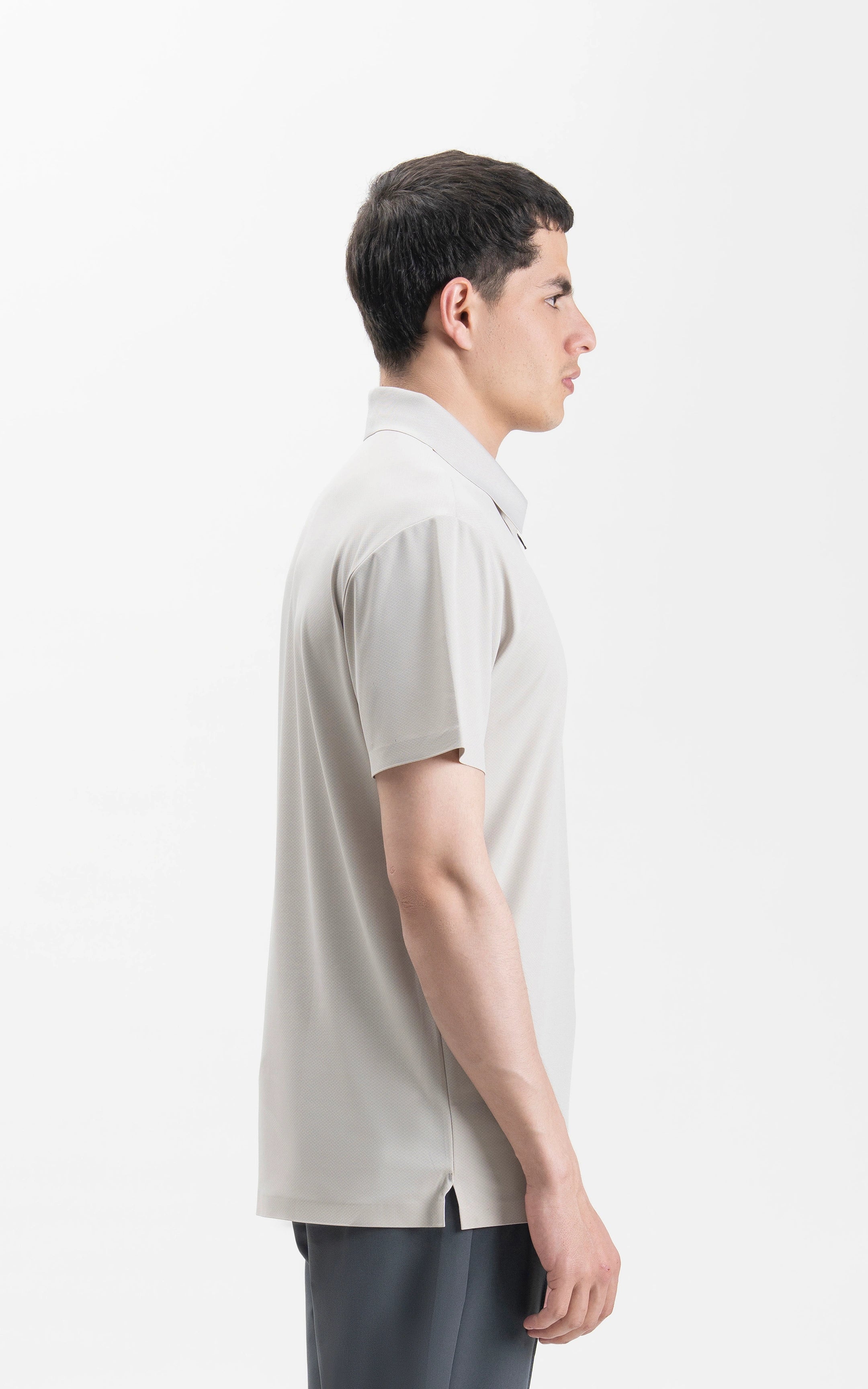 SMART FIT PREMIUM ZIP POLO SHIRT STONE