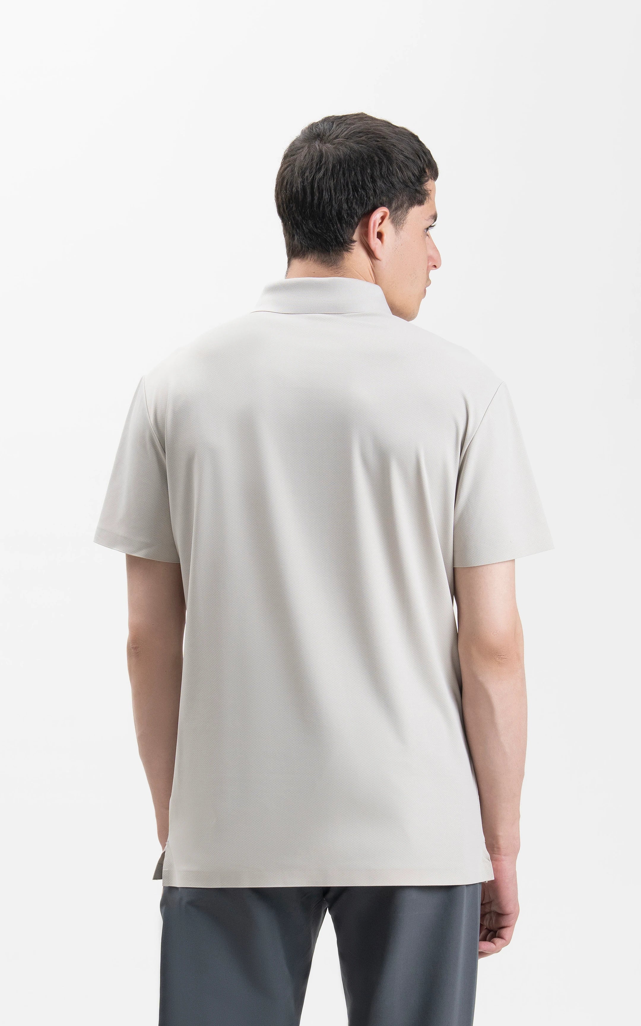 SMART FIT PREMIUM ZIP POLO SHIRT STONE