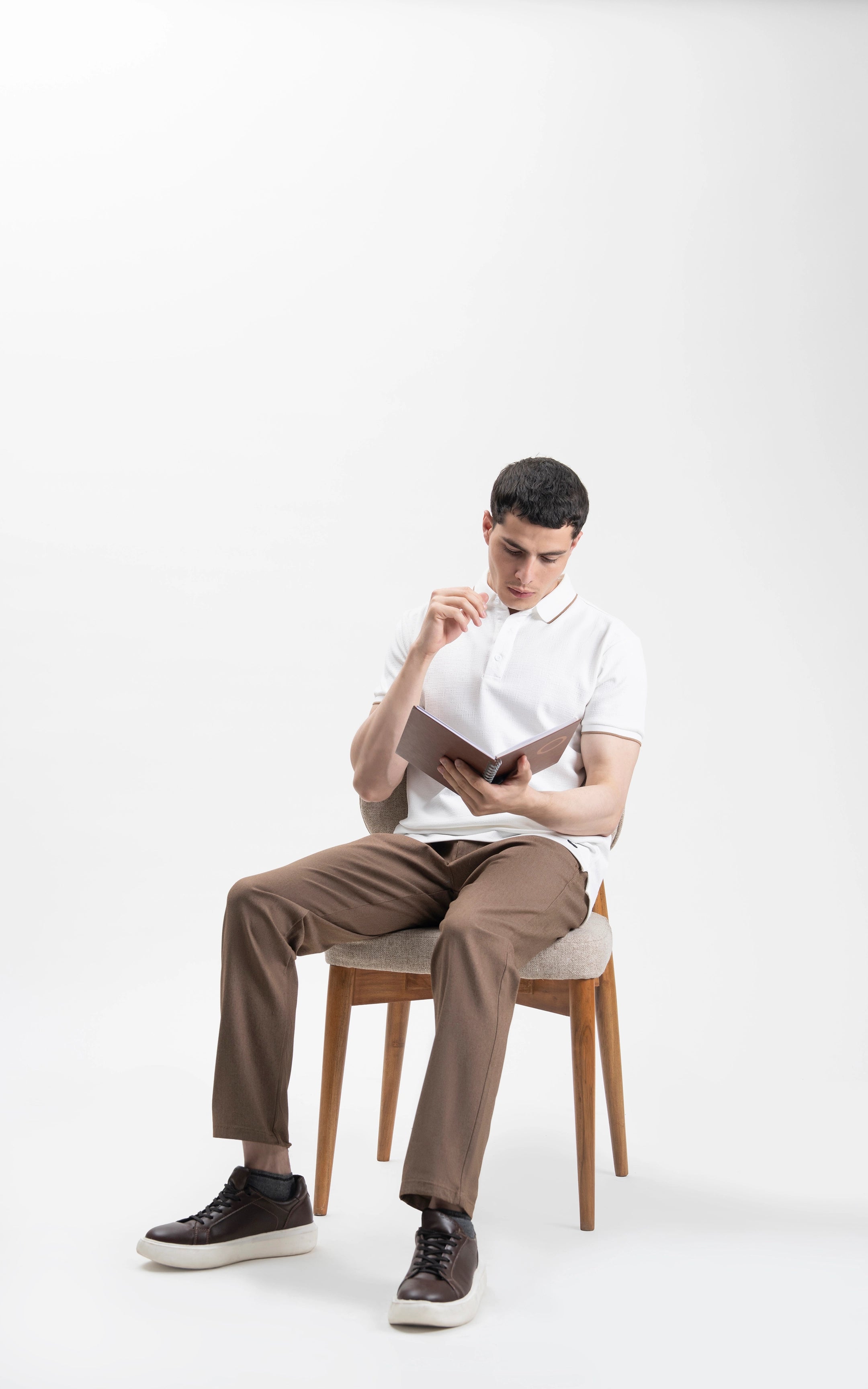 CASUAL PANT REGULAR FIT BROWN MELANGE