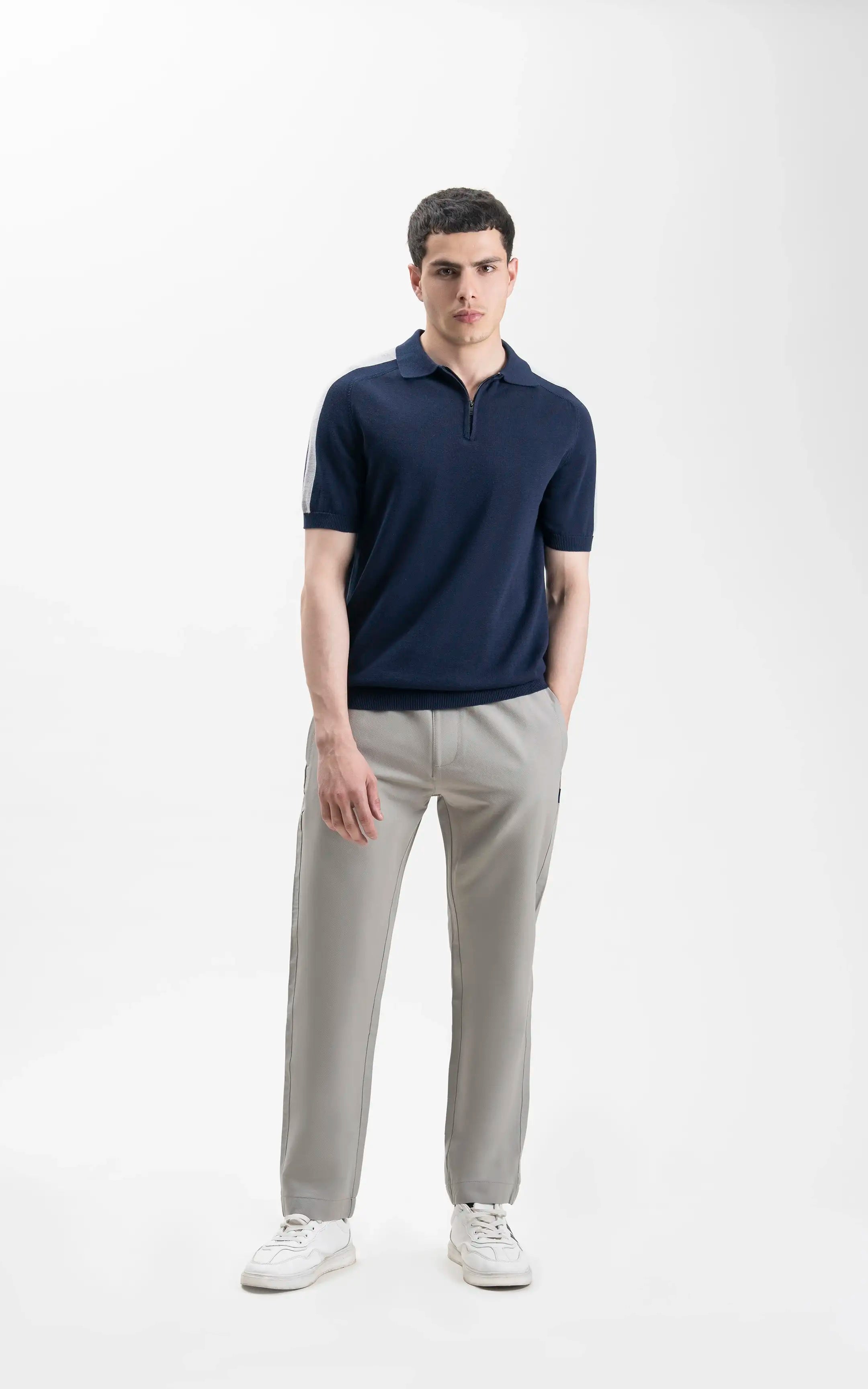 SWEATER KNIT RAGLAN SLEEVE POLO NAVY