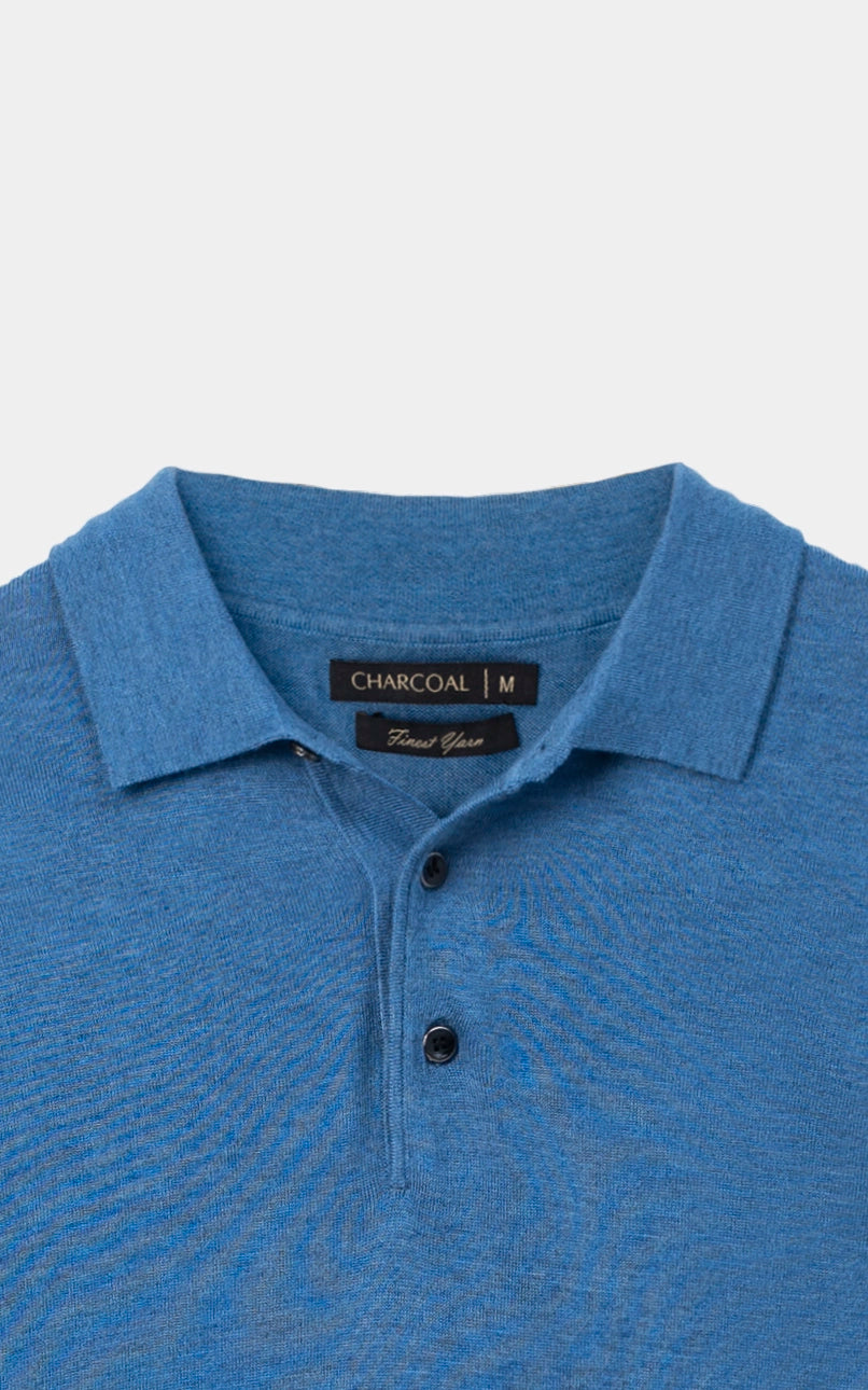 Polo Collar  Sweater Blue