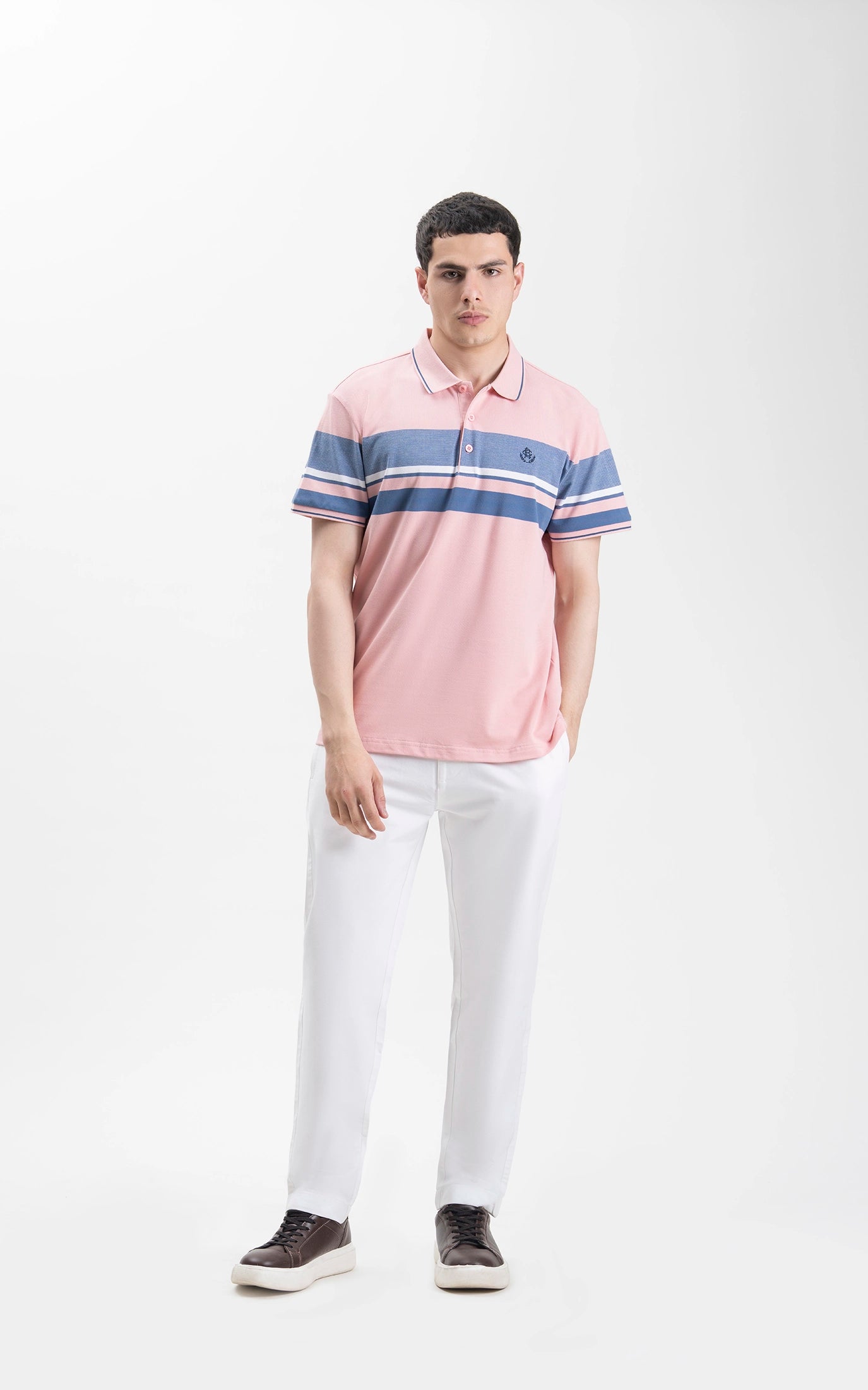 SMART FIT EXECUTIVE ENGINEER STRIPED POLO SHIRT T PINK