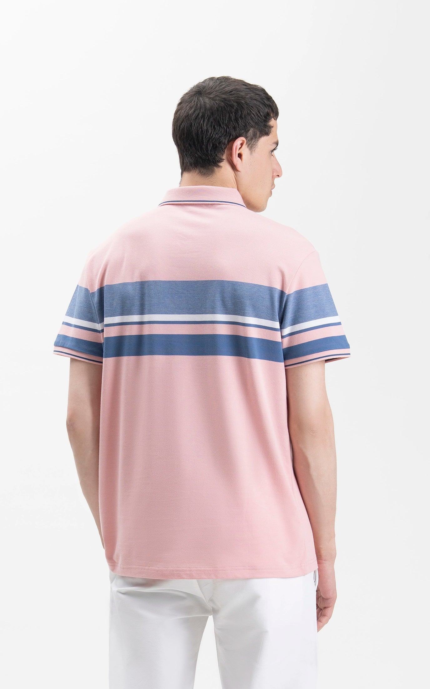 SMART FIT EXECUTIVE ENGINEER STRIPED POLO SHIRT T PINK