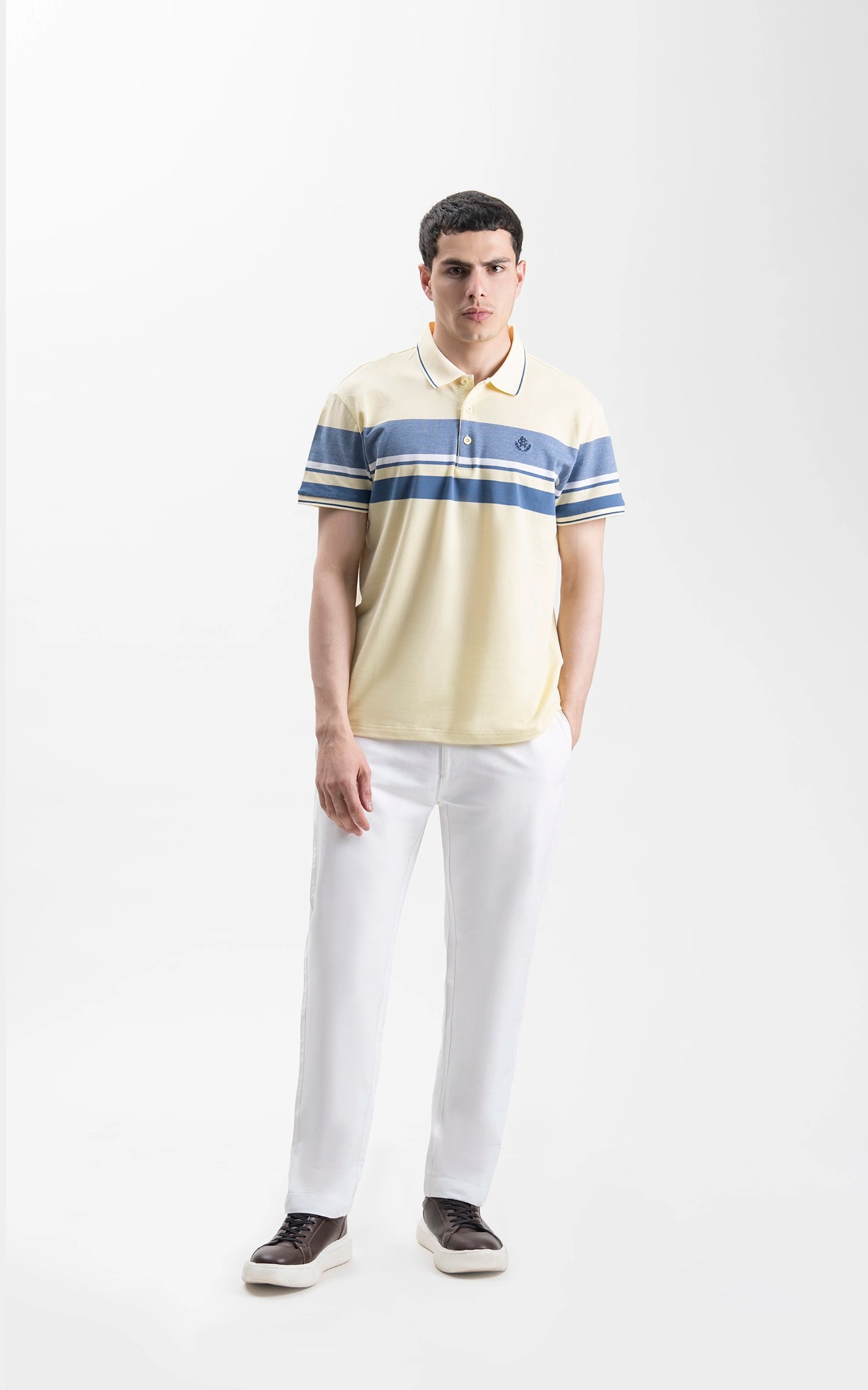 SMART FIT EXECUTIVE ENGINEER STRIPED POLO SHIRT LIME YELLOW