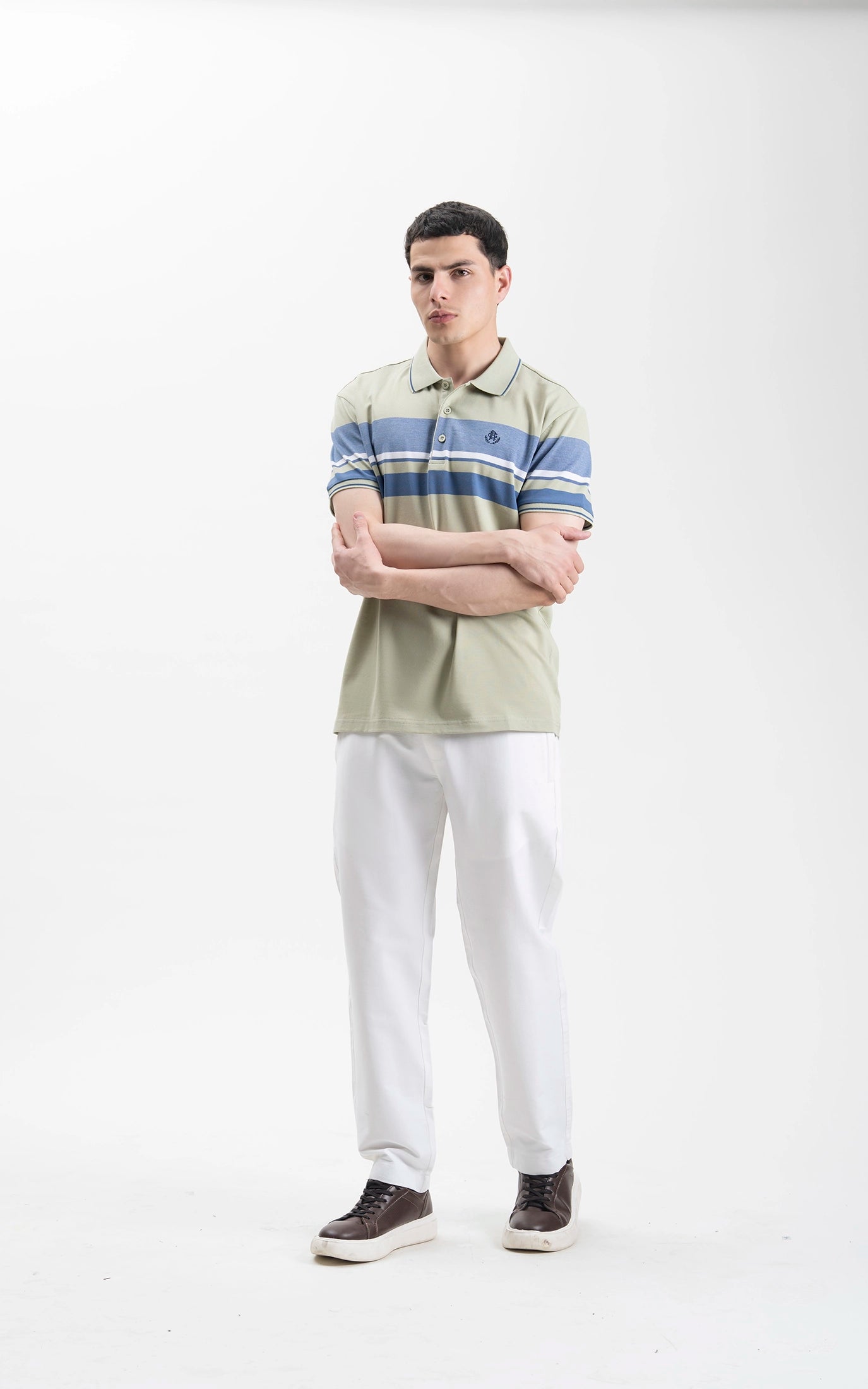 SMART FIT EXECUTIVE ENGINEER STRIPED POLO SHIRT LIGHT GREEN