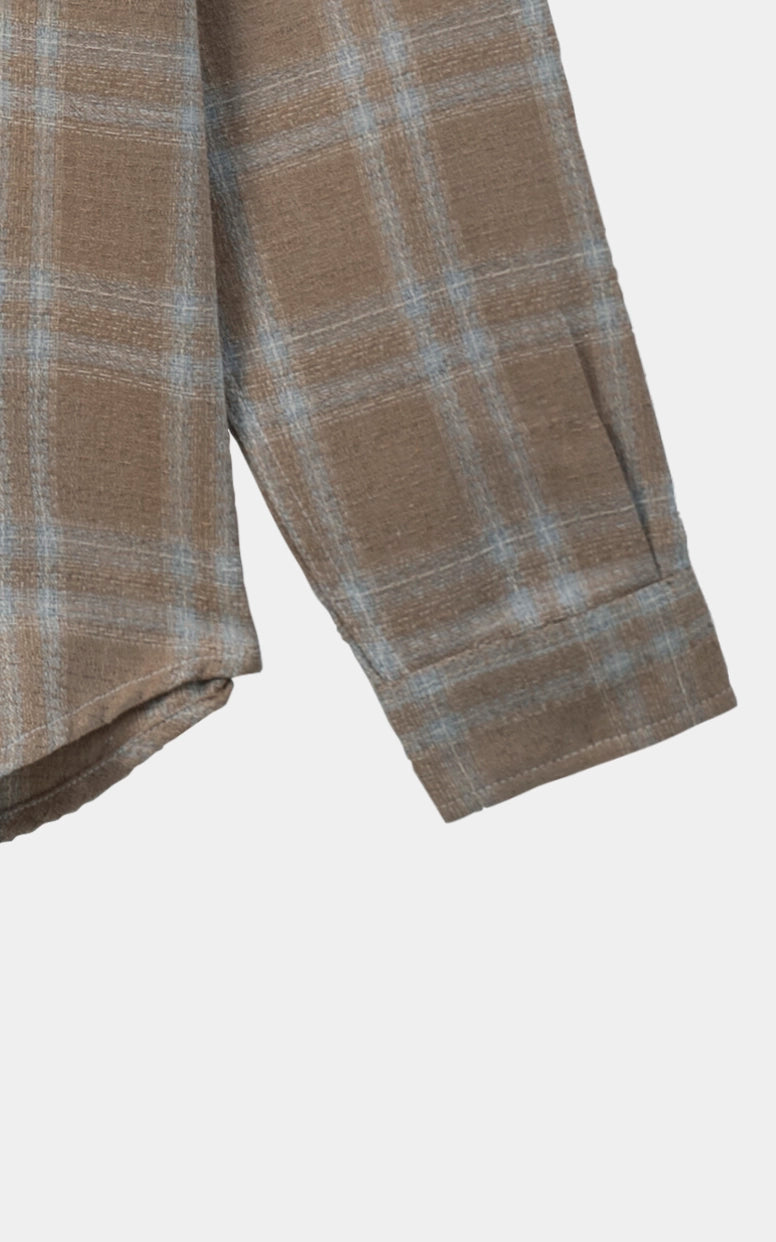 RELAXED FIT CASUAL SHIRT KHAKI CHECK