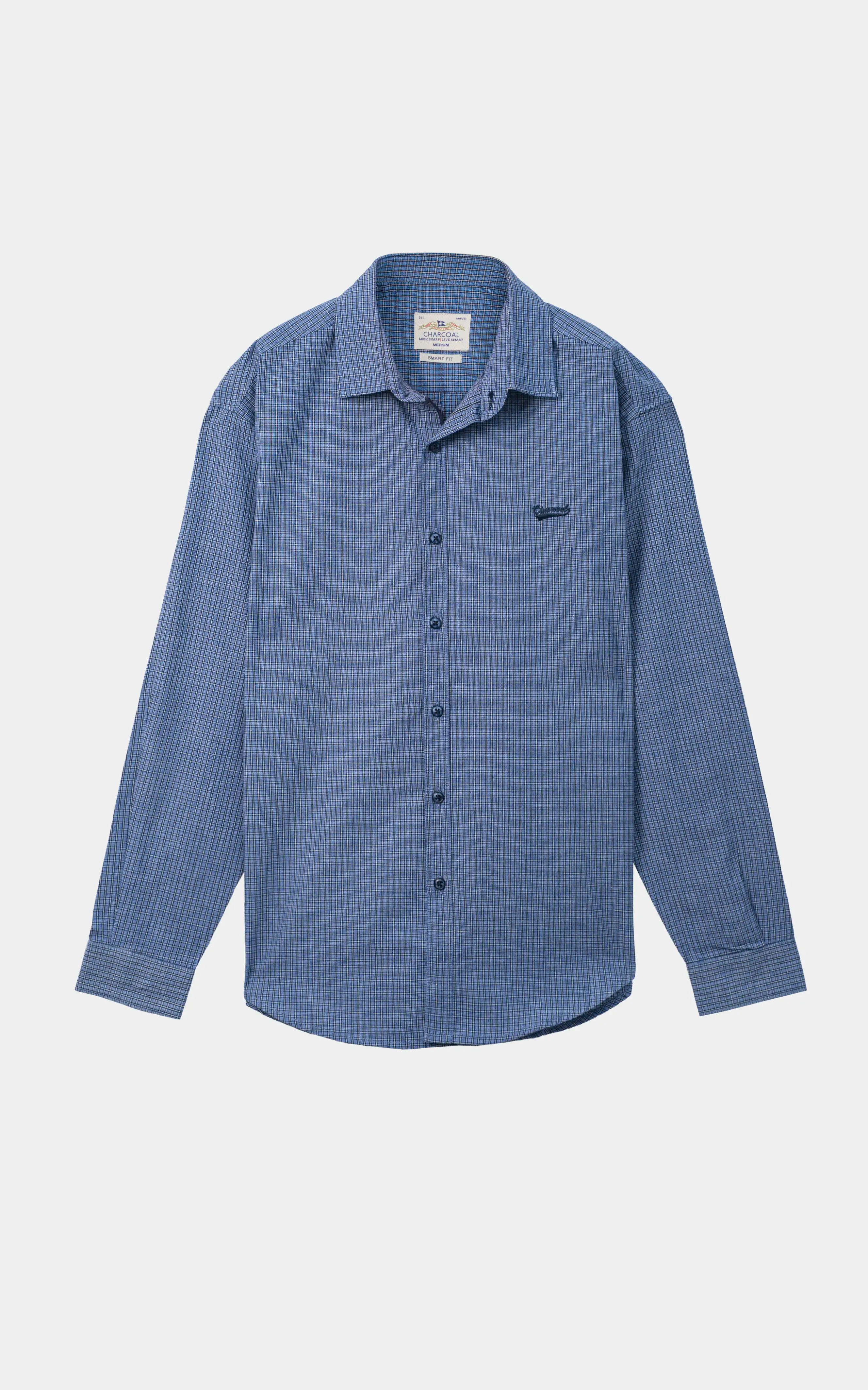 CHECKERED CASUAL SHIRT GREY BLUE