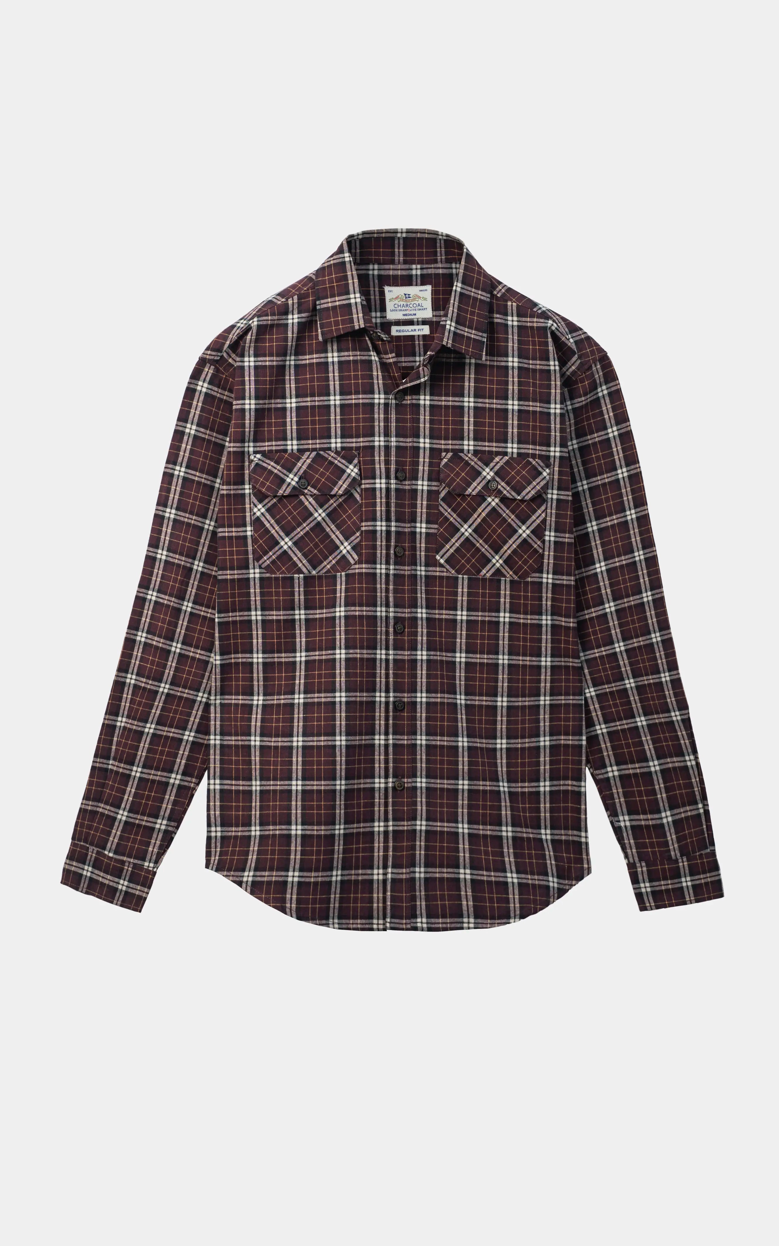 CHECKED CASUAL SHIRT DEEP MAROON