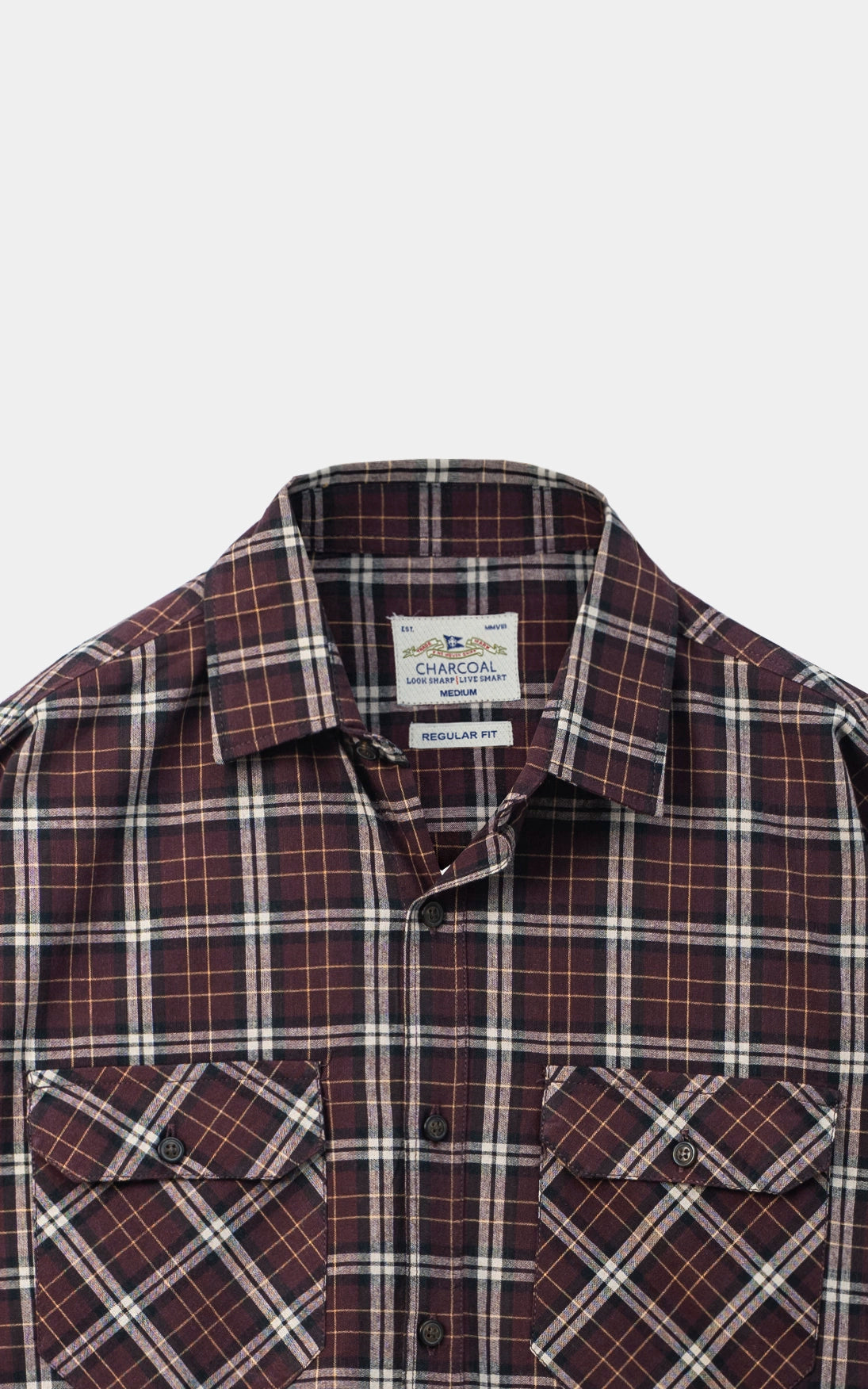 CHECKED CASUAL SHIRT DEEP MAROON