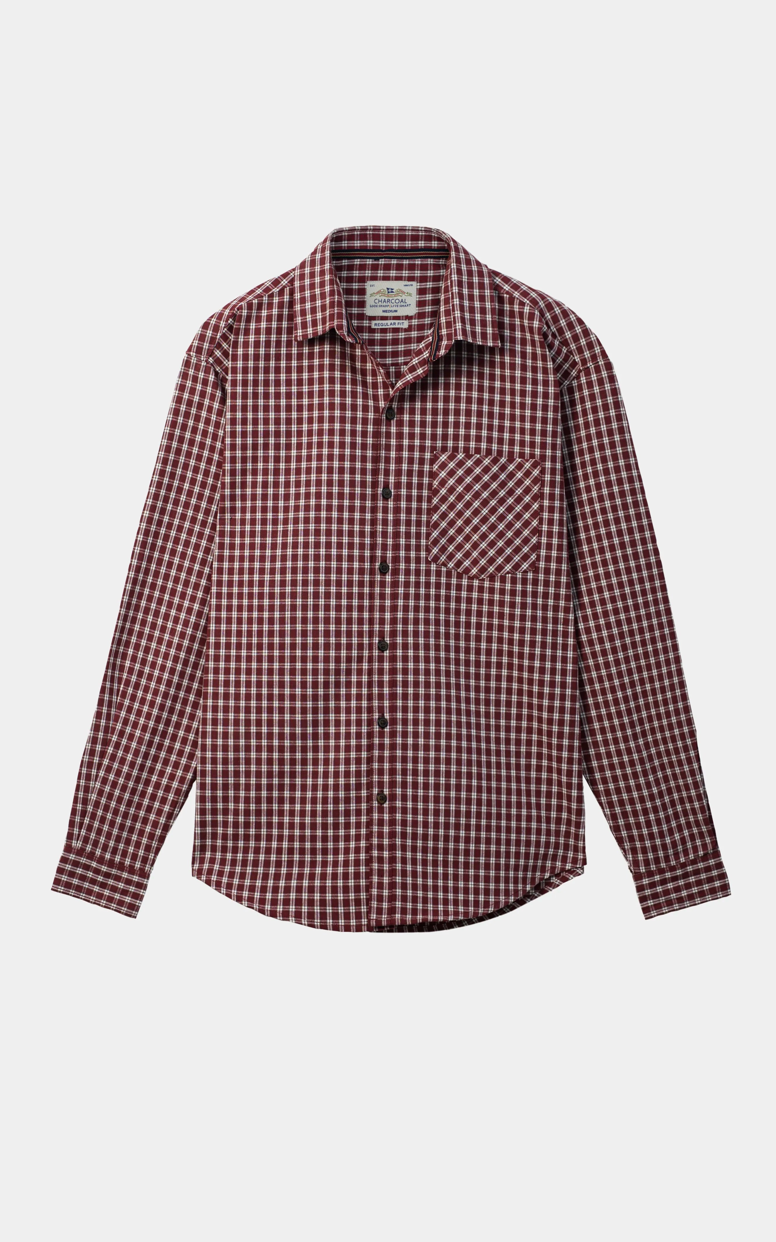 CHECKERED CASUAL SHIRT RUST CHECK