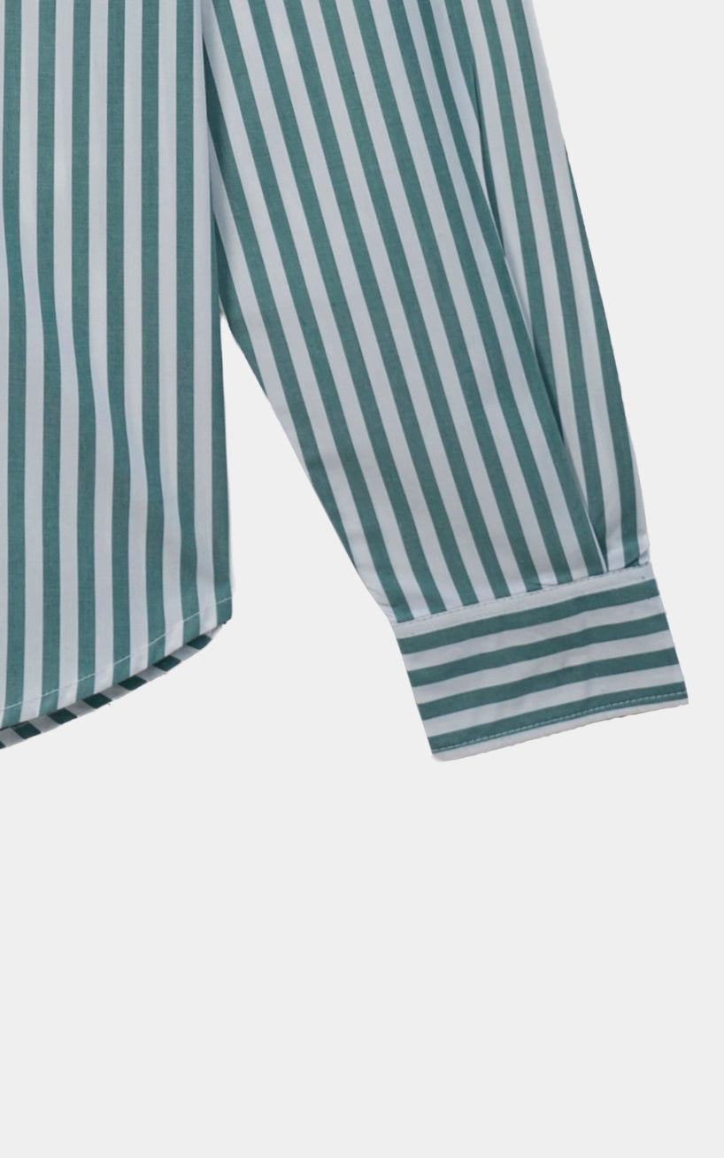 STRIPED RELAXED CASUAL SHIRT OFF WHITE GREEN
