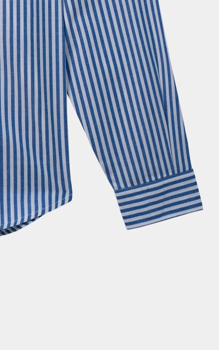 STRIPED RELAXED CASUAL SHIRT  WHITE BLUE