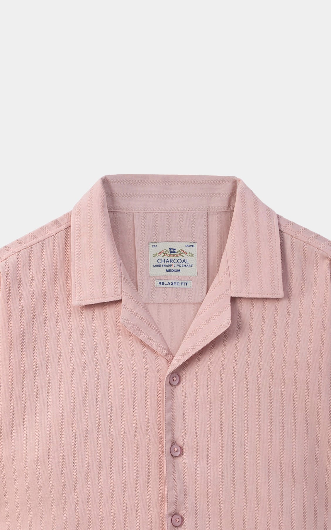 SELF TEXTURED JACQUARD CASUAL SHIRT PINK