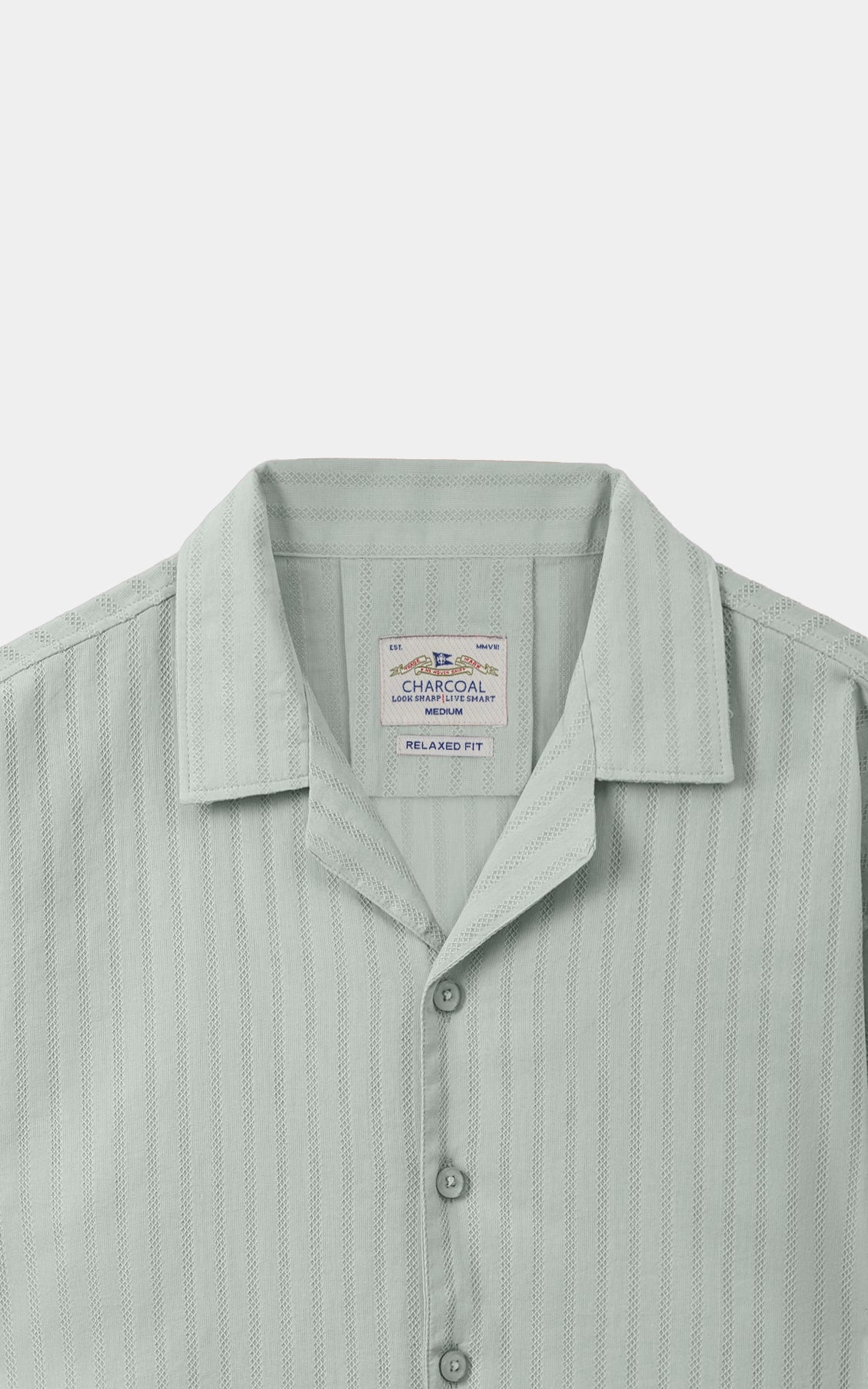 SELF TEXTURED JACQUARD CASUAL SHIRT LIGHT GREEN