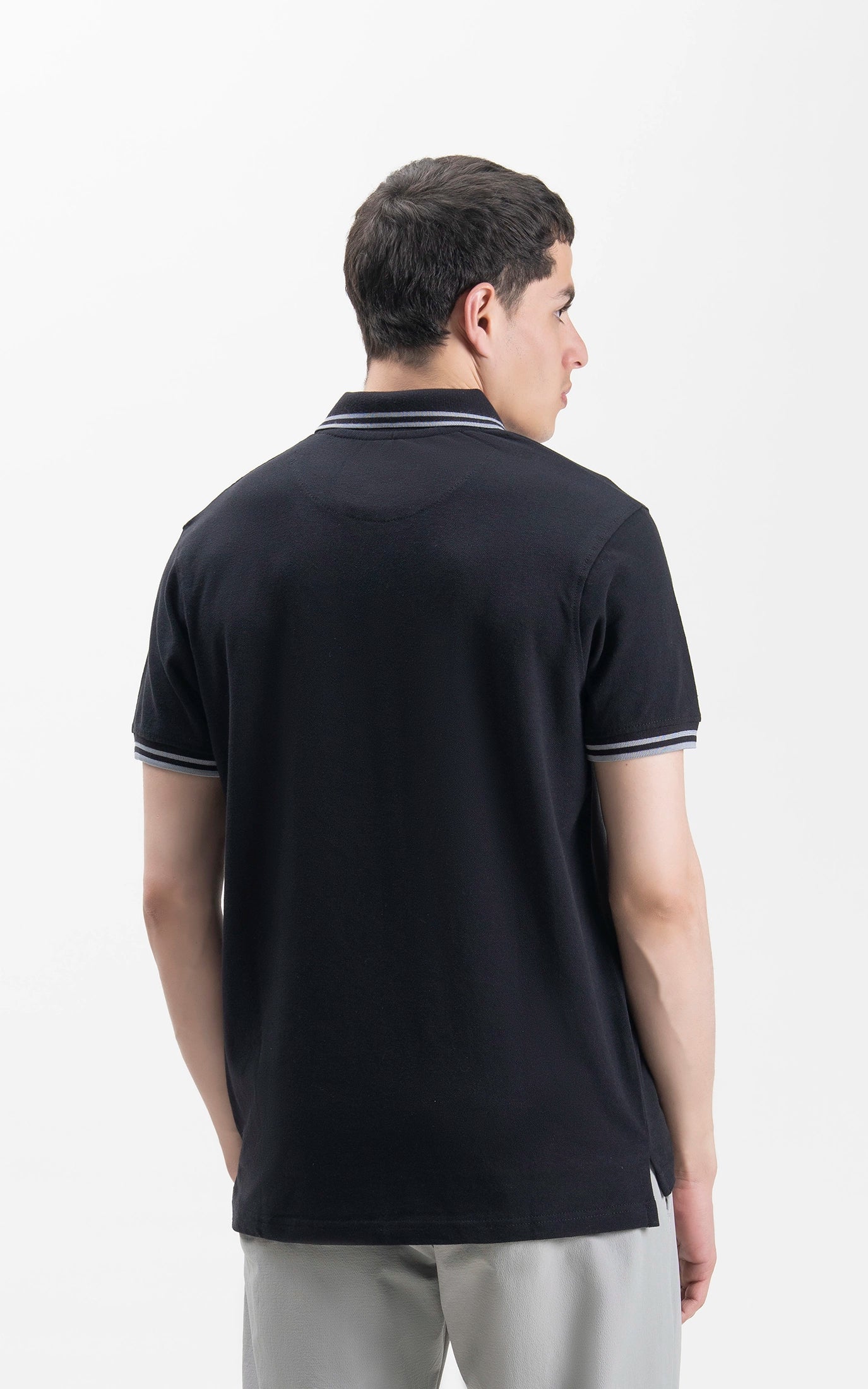 REGULAR FIT TIPPING POLO SHIRT BLACK