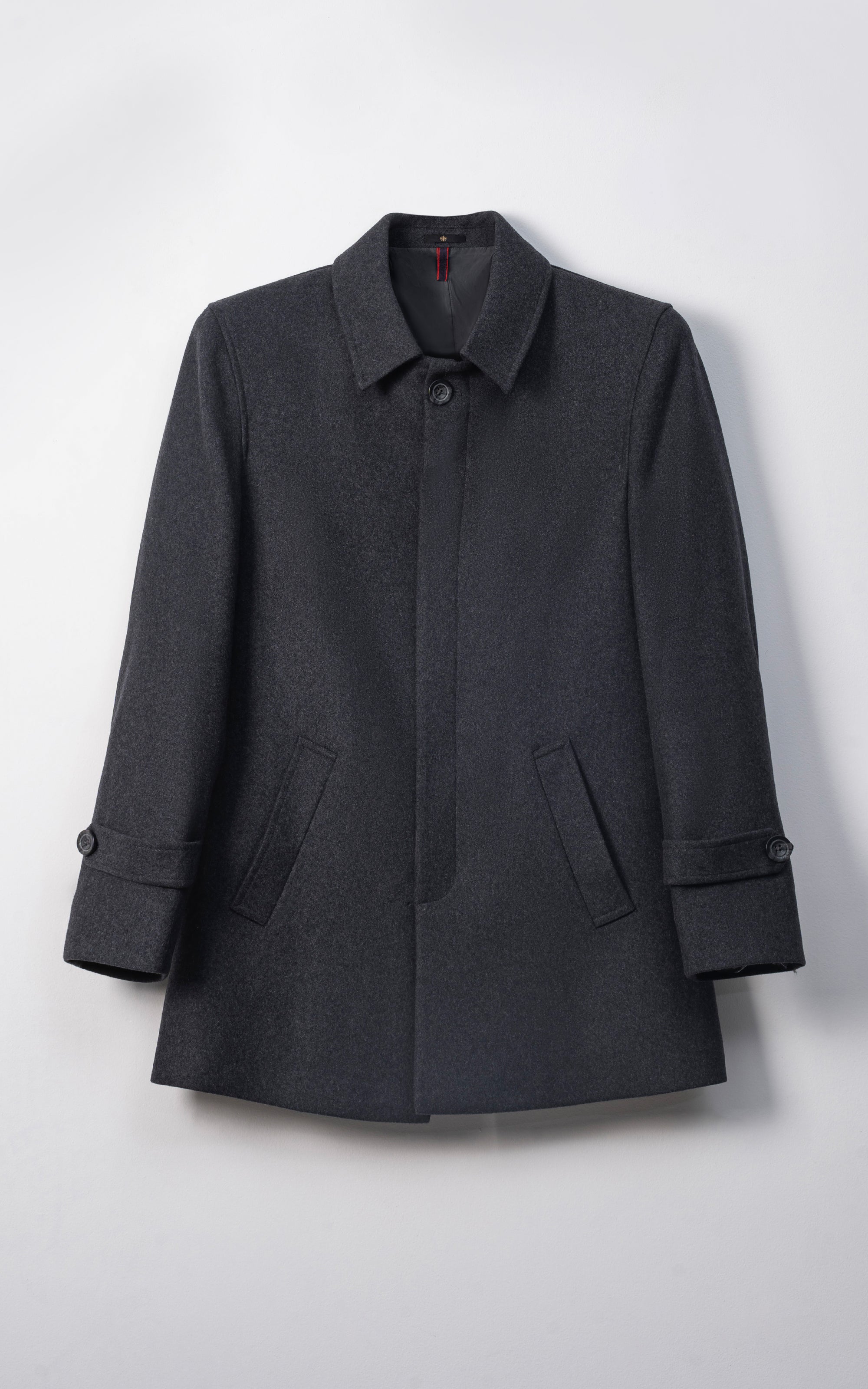 BUTTON FRONT LONG COAT CHARCOAL