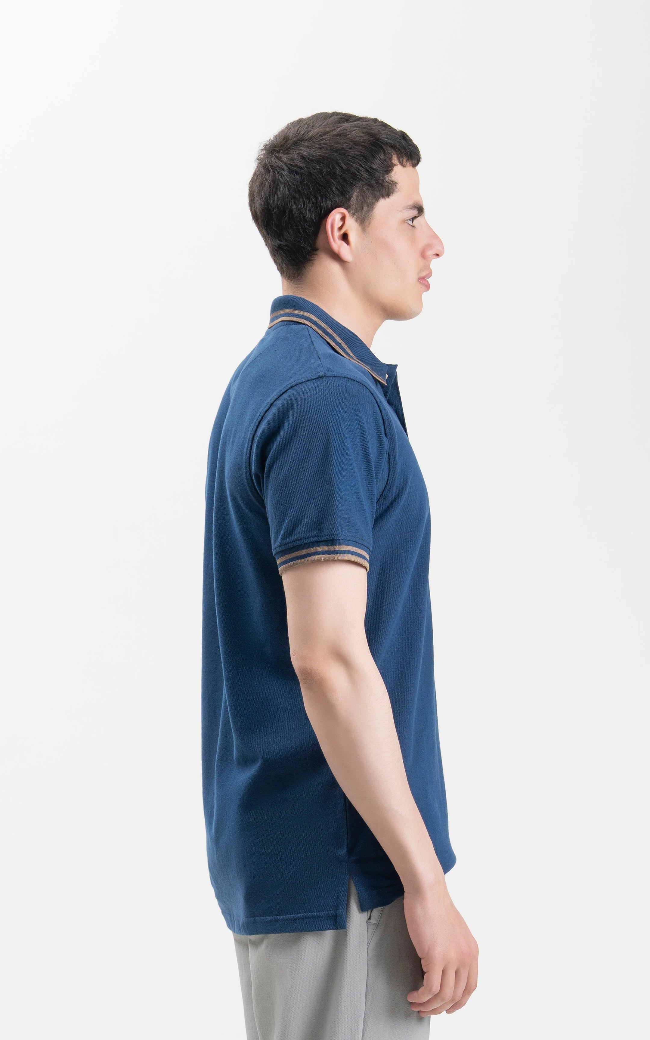 REGULAR FIT TIPPING POLO SHIRT TEAL BLUE