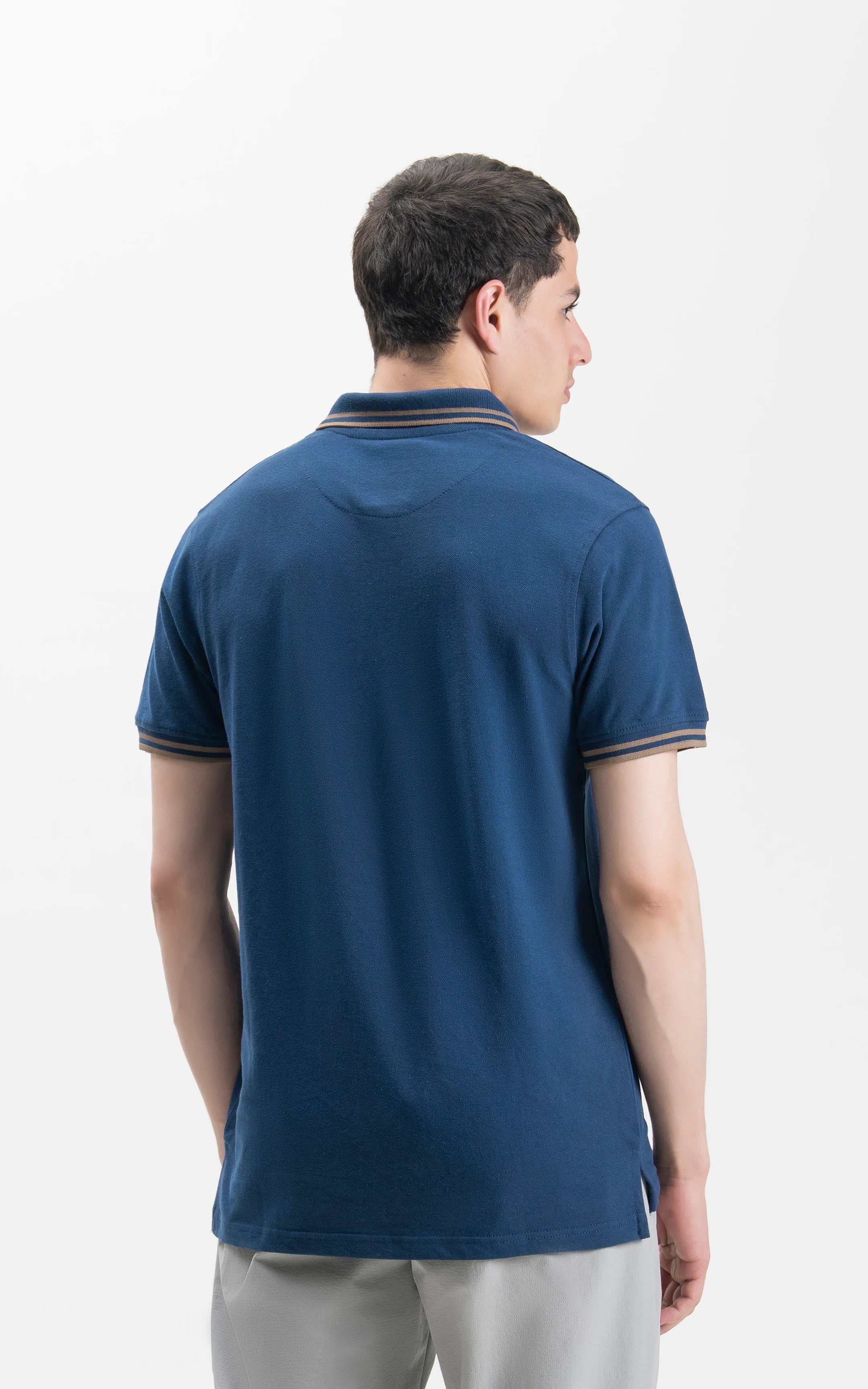 REGULAR FIT TIPPING POLO SHIRT TEAL BLUE