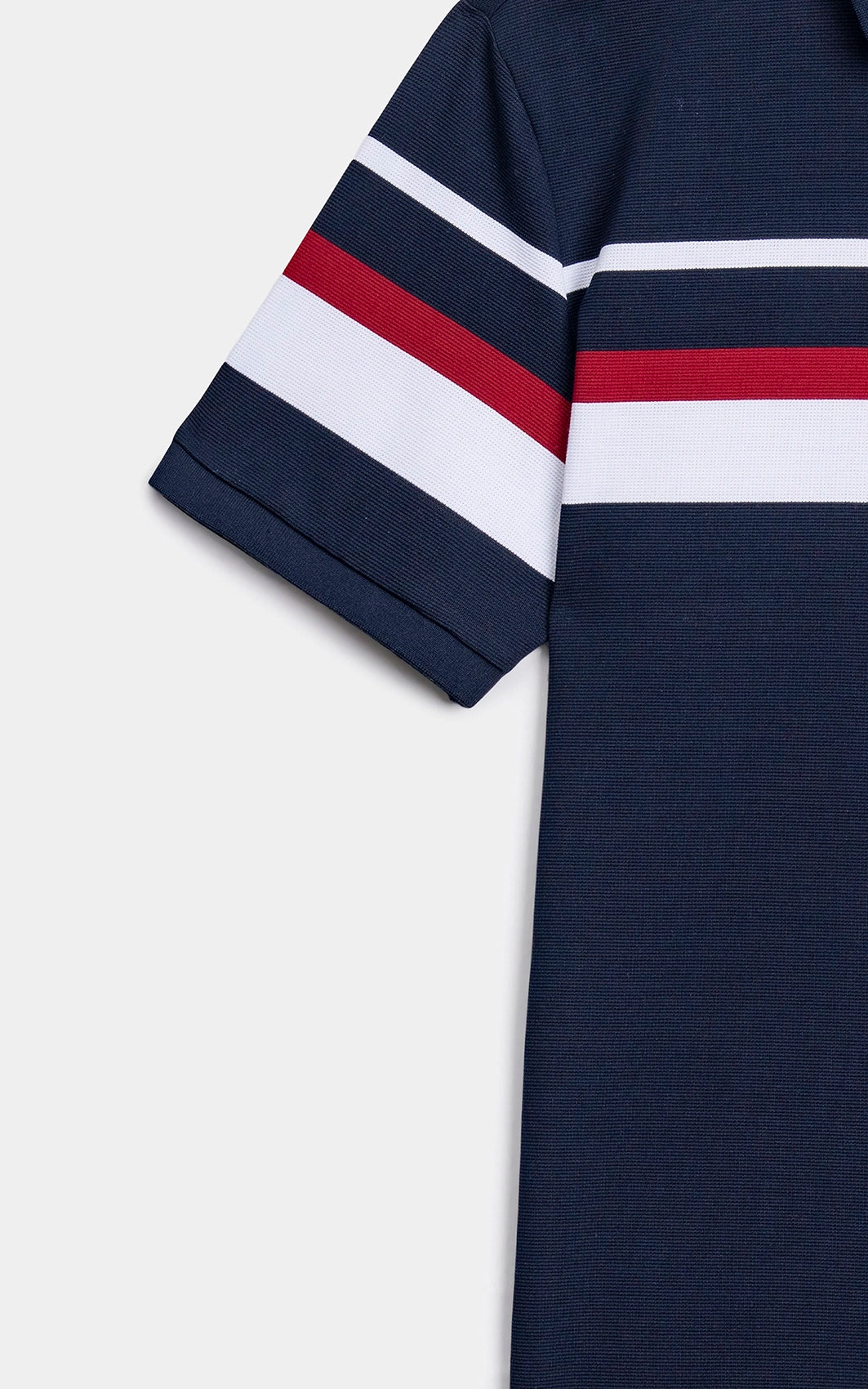 SMART FIT CLASSIC PREMIUM STRIPED POLO SHIRT NAVY