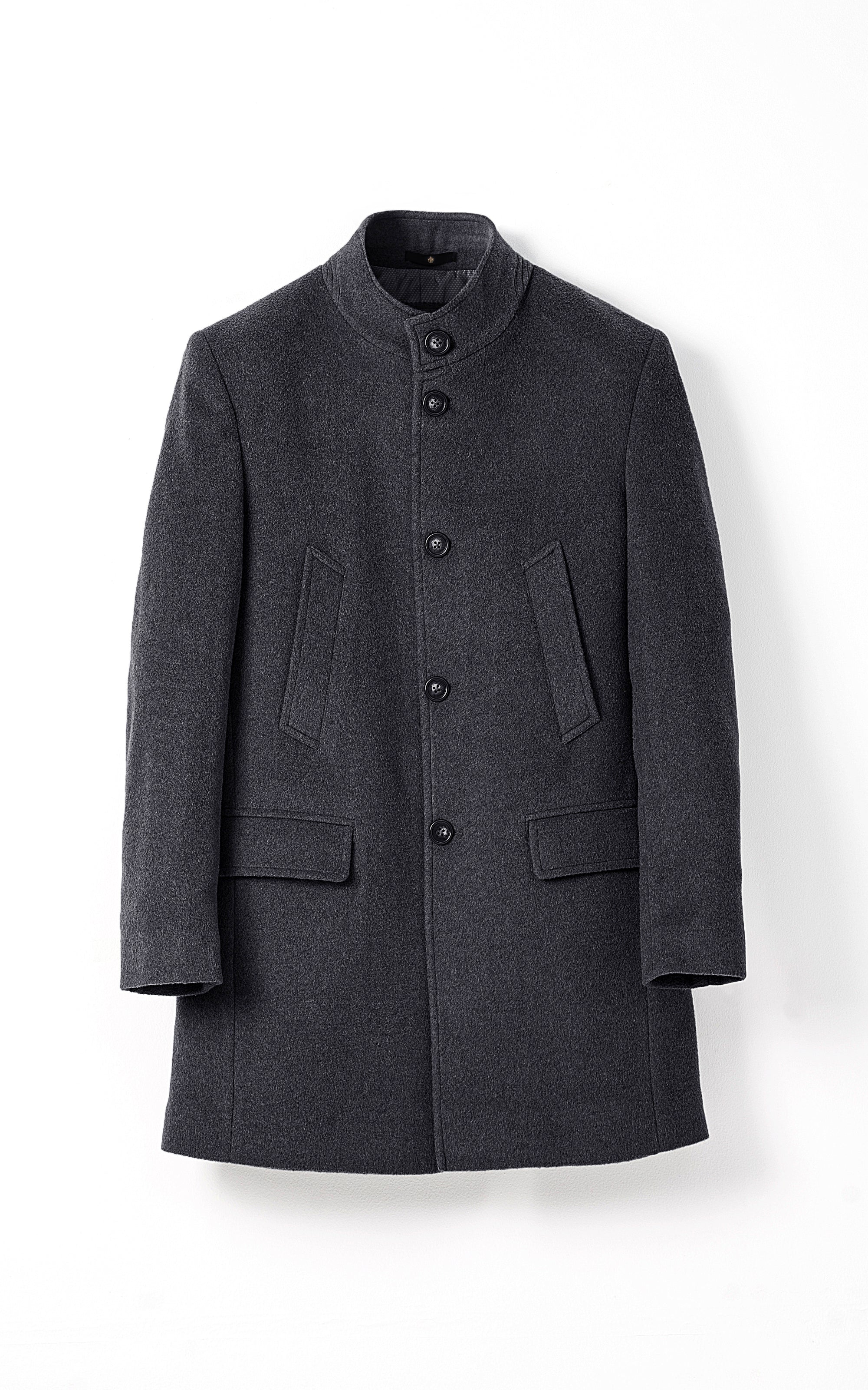 MEN'S LONG WOOL COAT CHARCOAL GREY