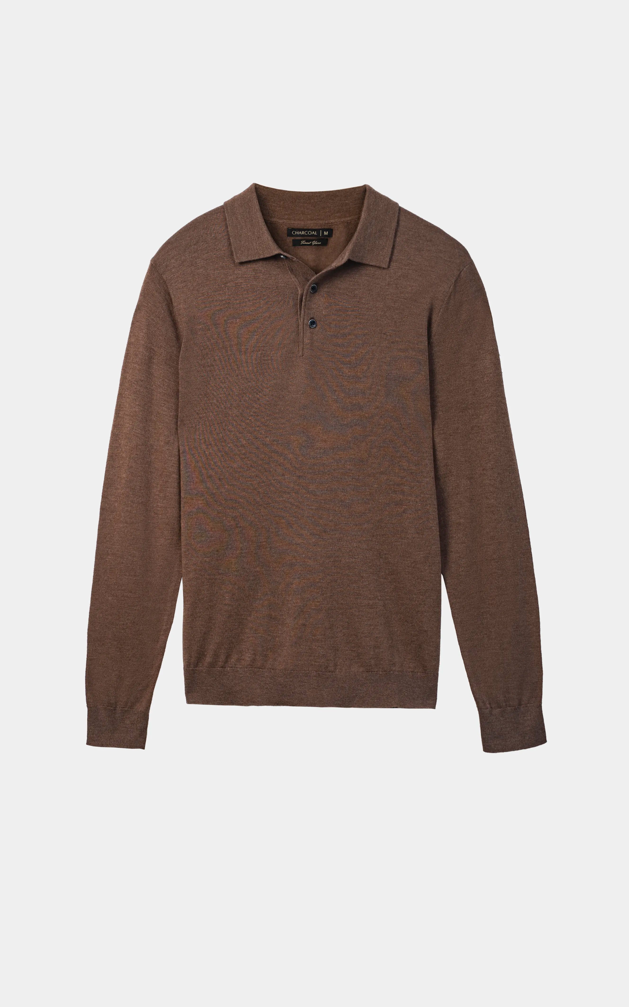 Polo Collar  Sweater Brown