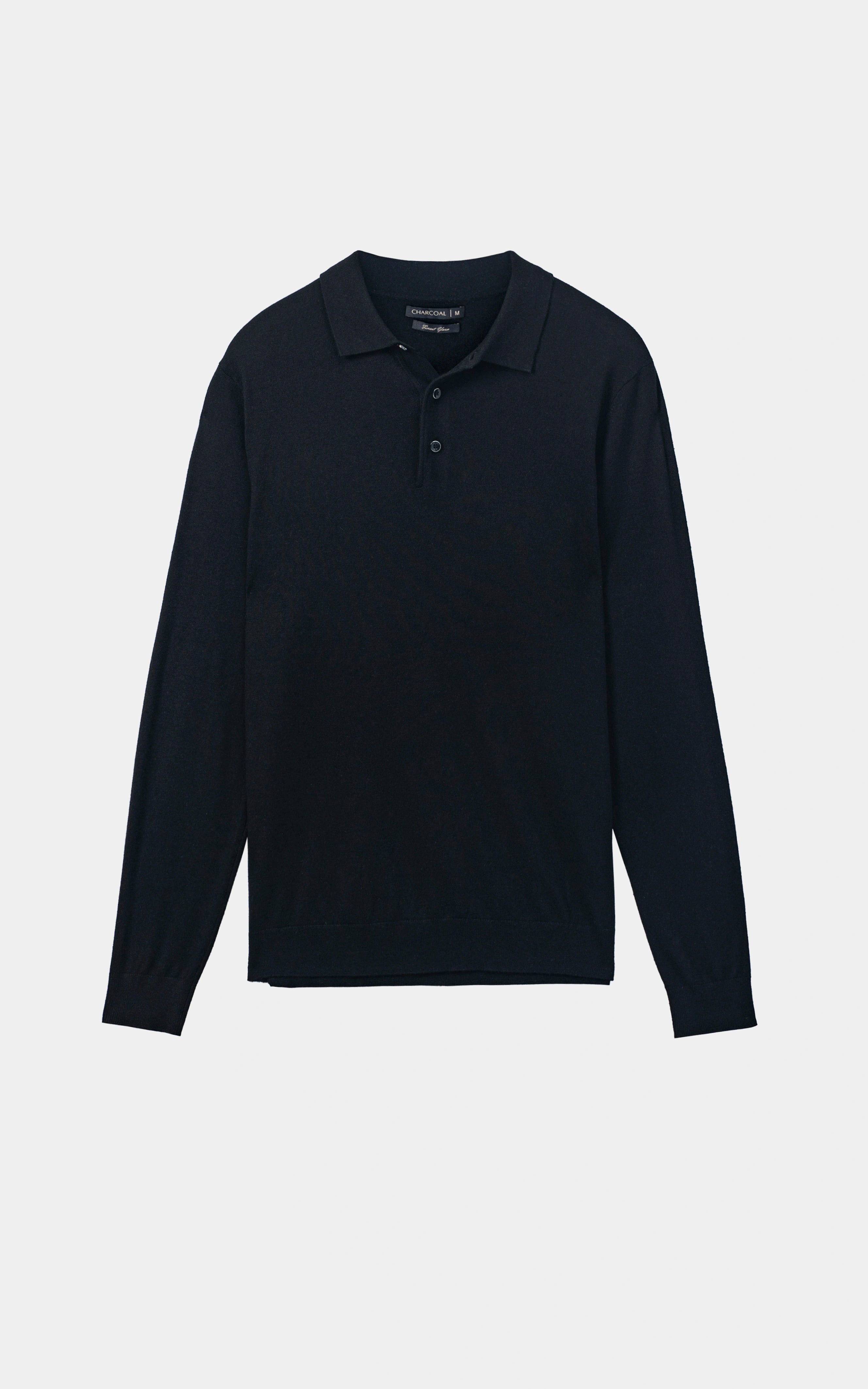 Polo Collar  Sweater Black