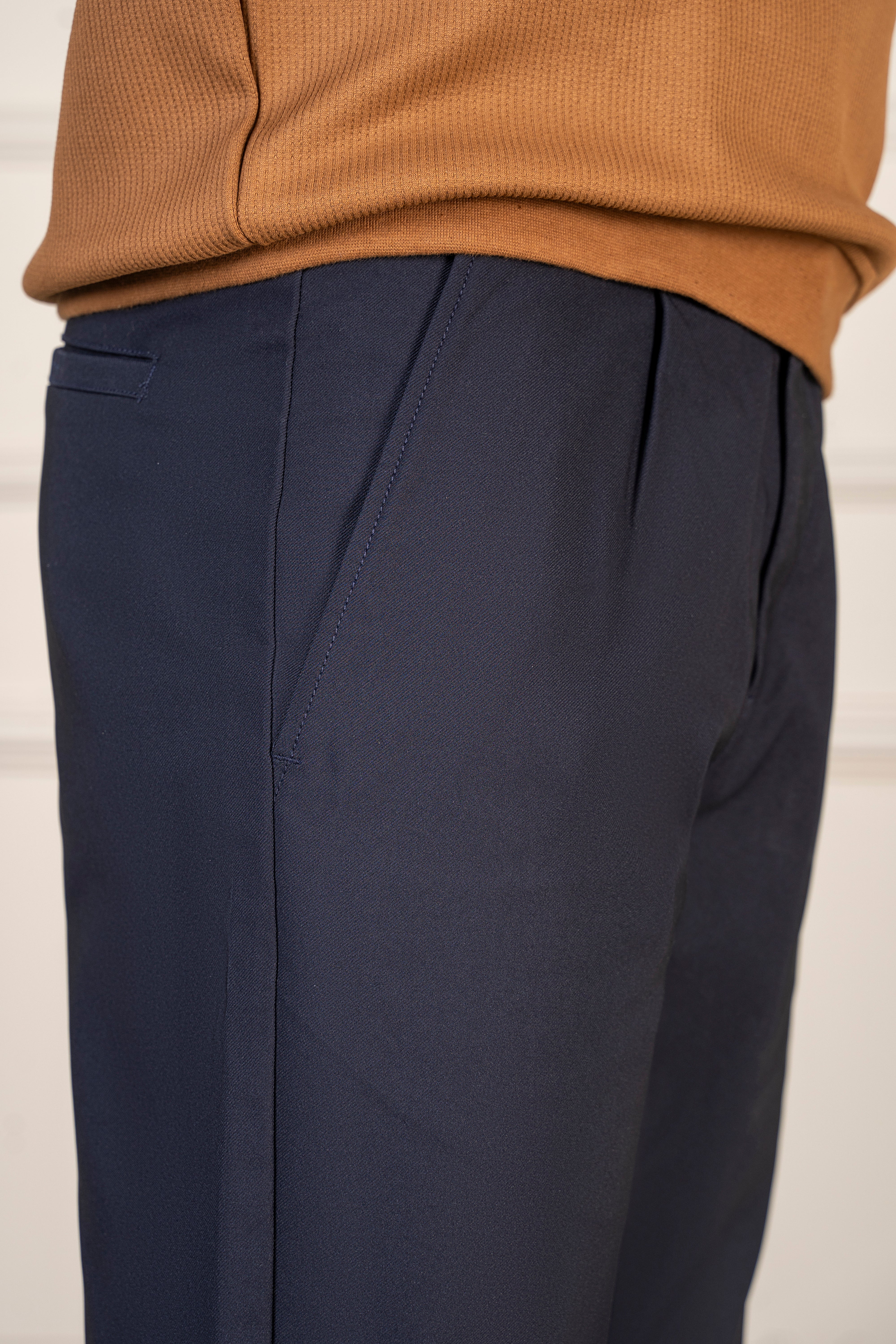 TWILL REGULAR TAPERED FIT PANT NAVY