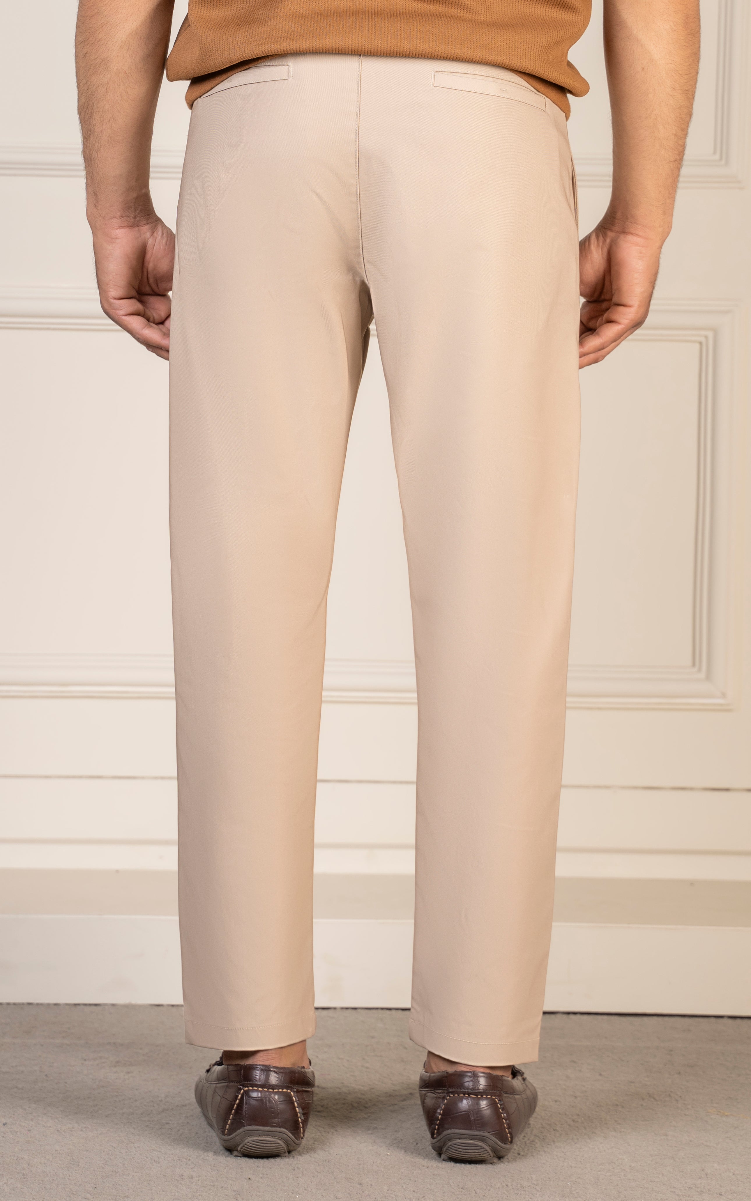 TWILL REGULAR TAPERED FIT PANT BEIGE