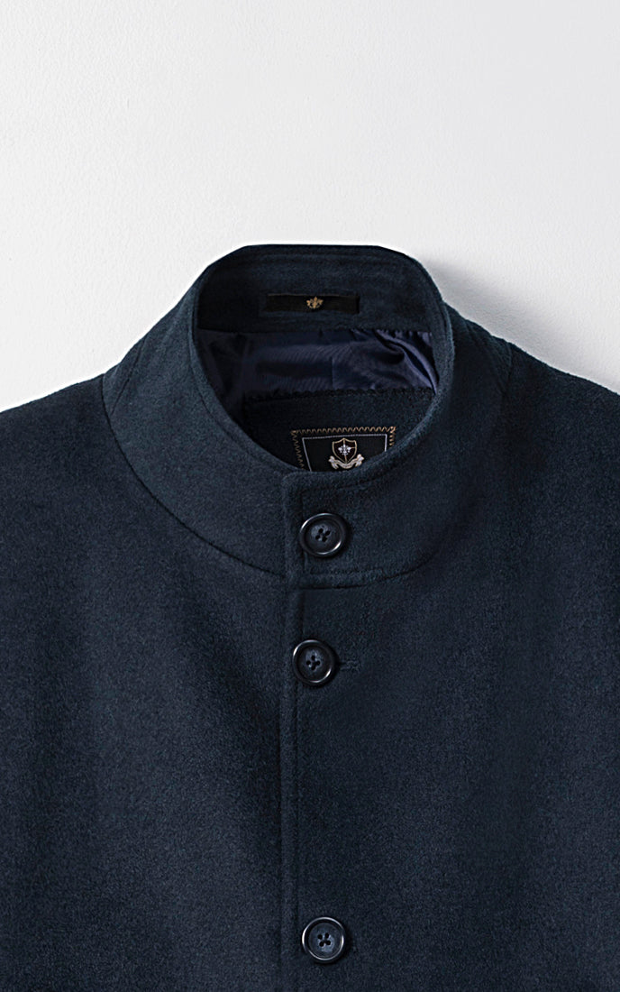 MEN S LONG WOOL COAT NAVY