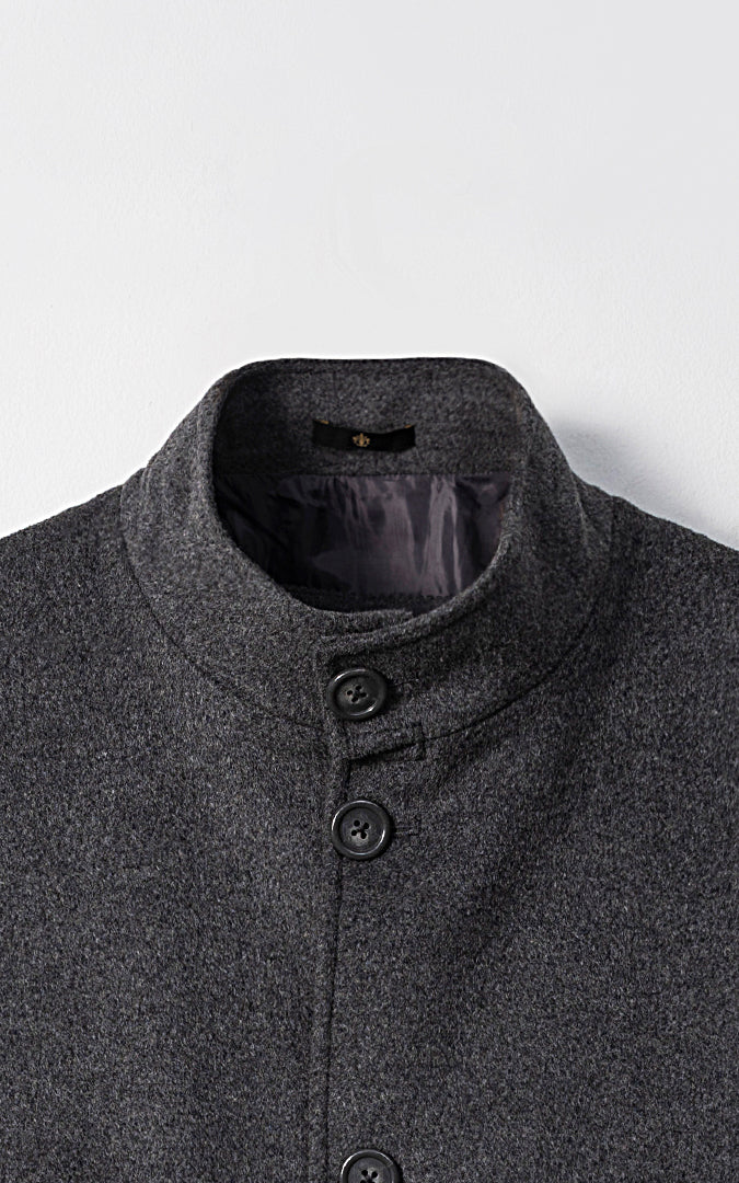 MEN'S LONG WOOL COAT CHARCOAL GREY