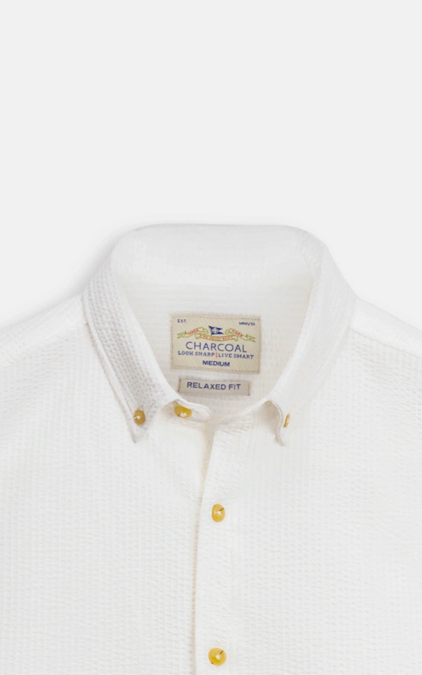 RELAXED FIT BUTTON DOWN  CASUAL SHIRT WHITE