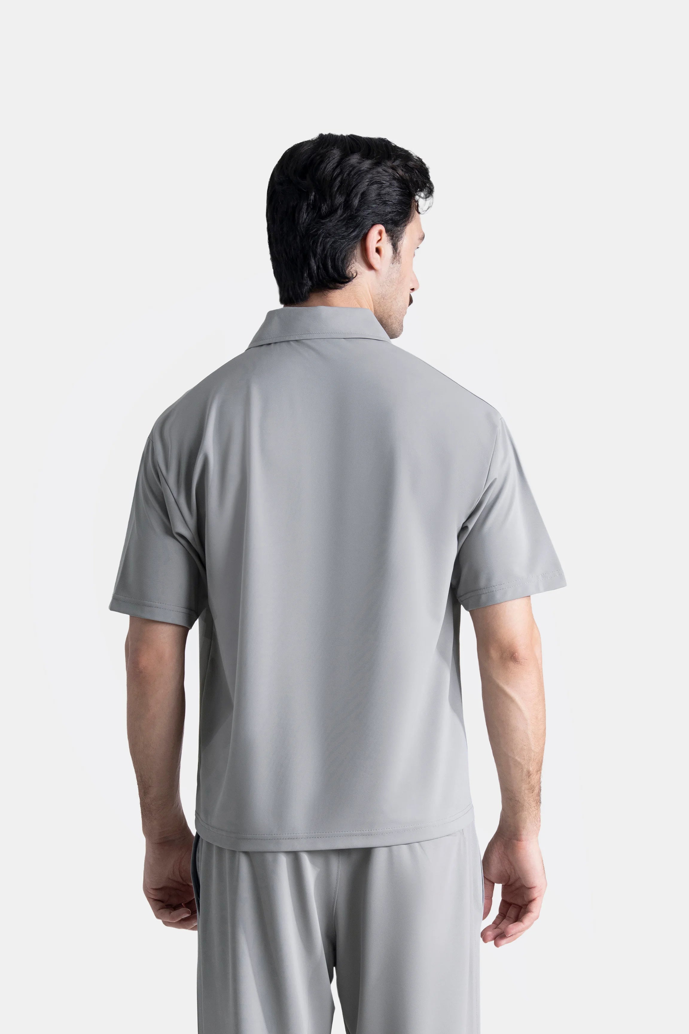 LOOSE FIT HALF SLEEVES POLO SHIRT GREY