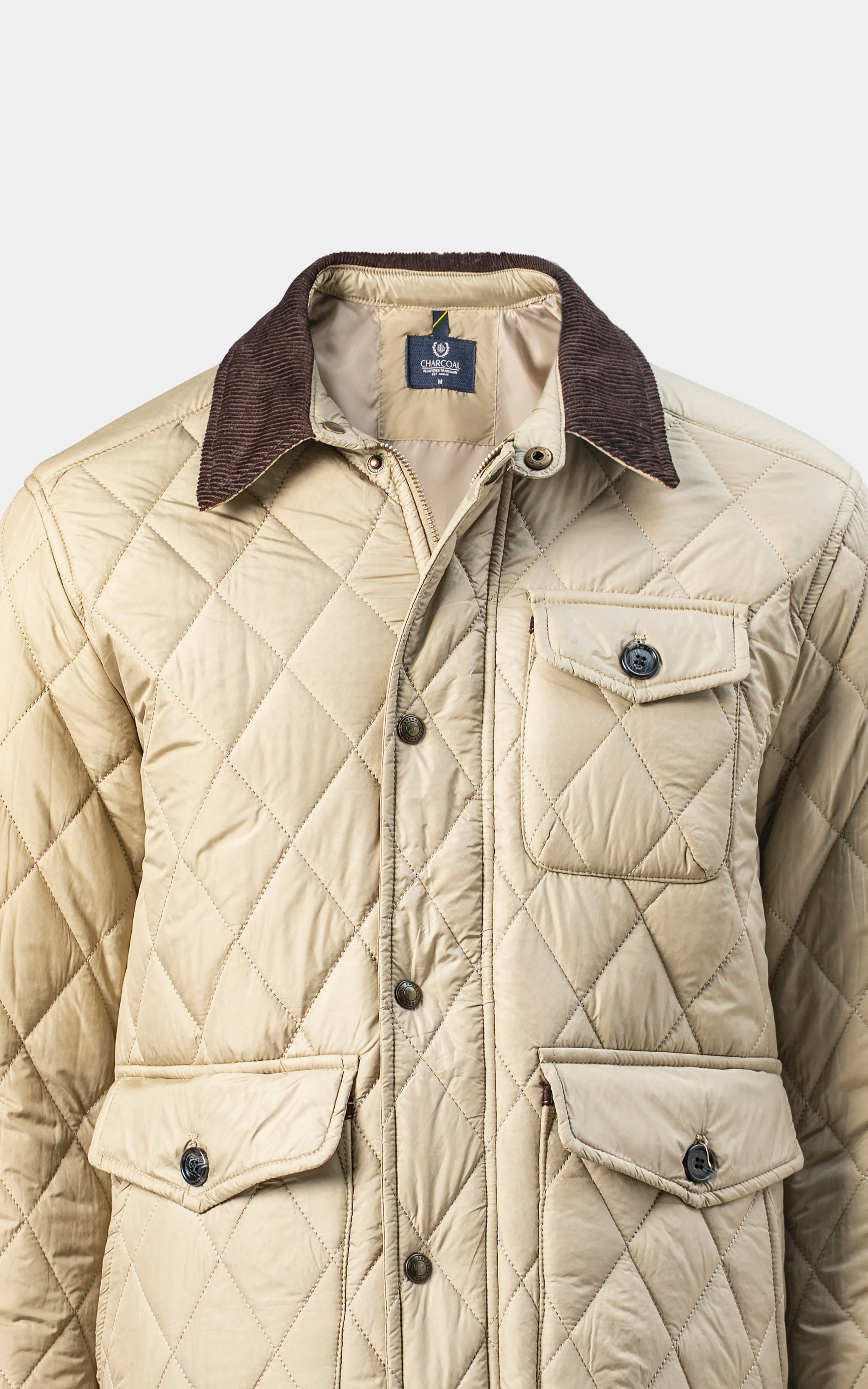 REGULAR FIT FULLSLEEVE QUILTED JACKET LIGTH KHAKI
