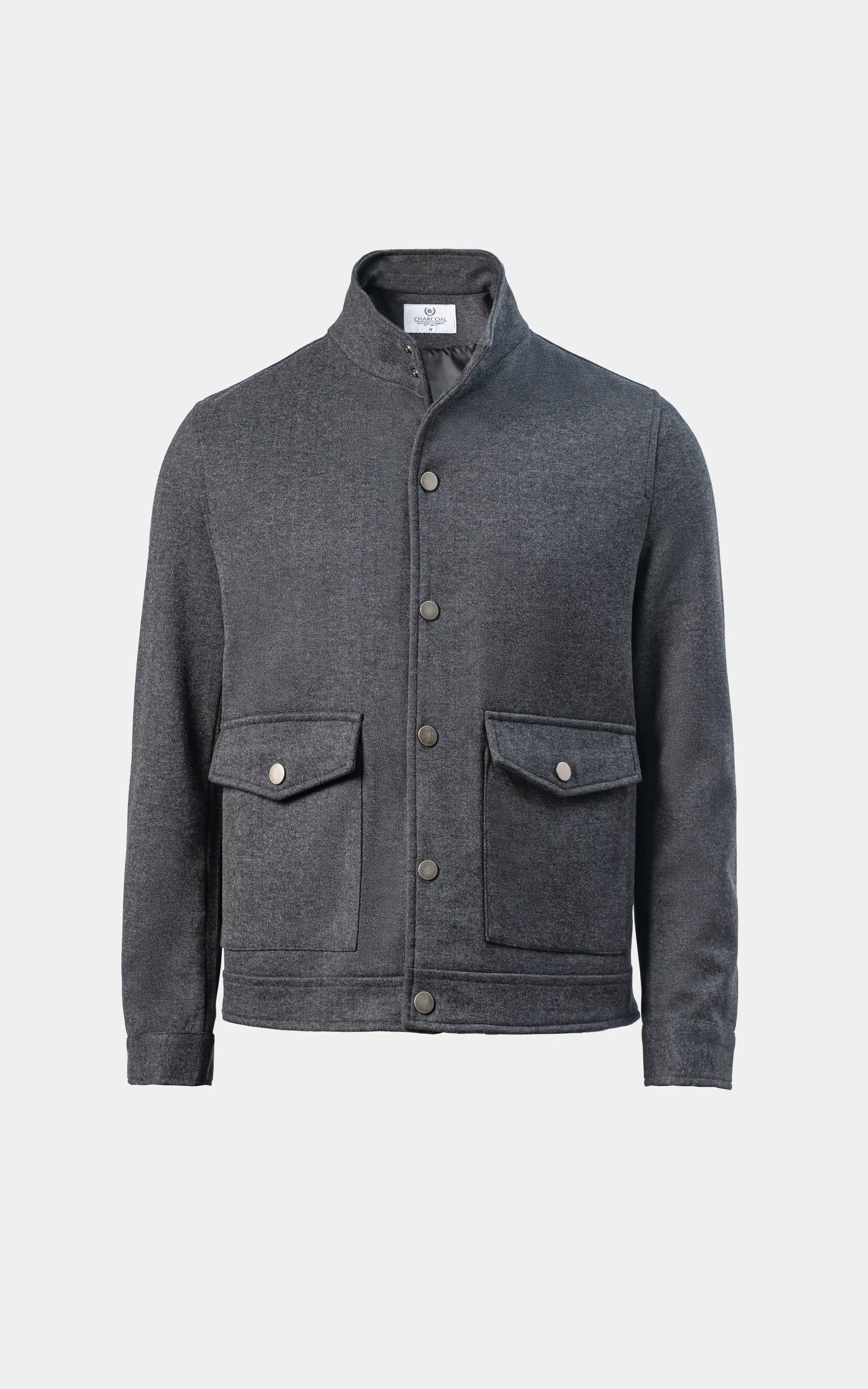 SMART FIT FULLSLEEVE BAN COLLAR JACKET DARK GREY