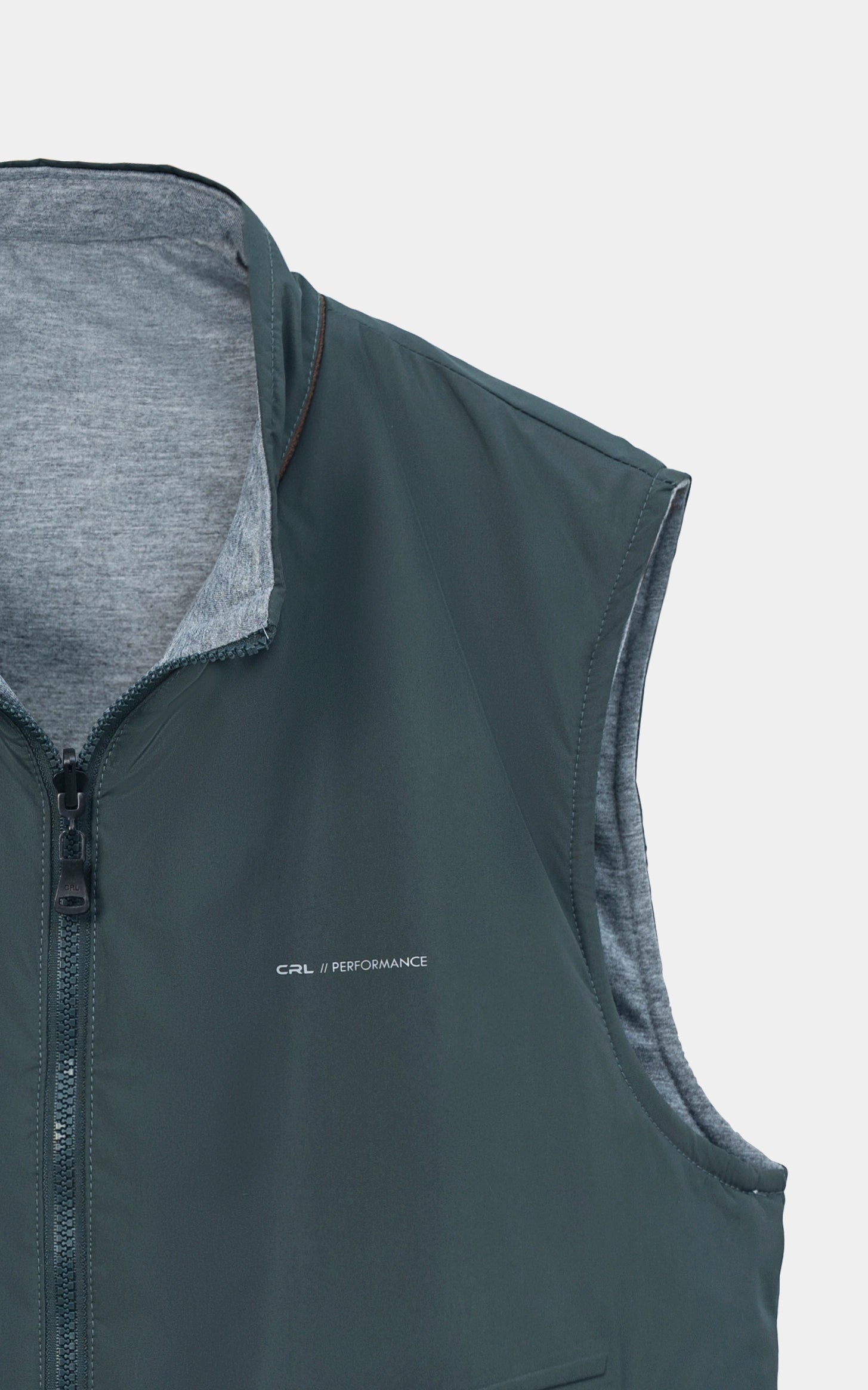 SMART FIT SLEEVELESS REVERSIBLE JACKET DARK GREEN WITH GREY MELANGE