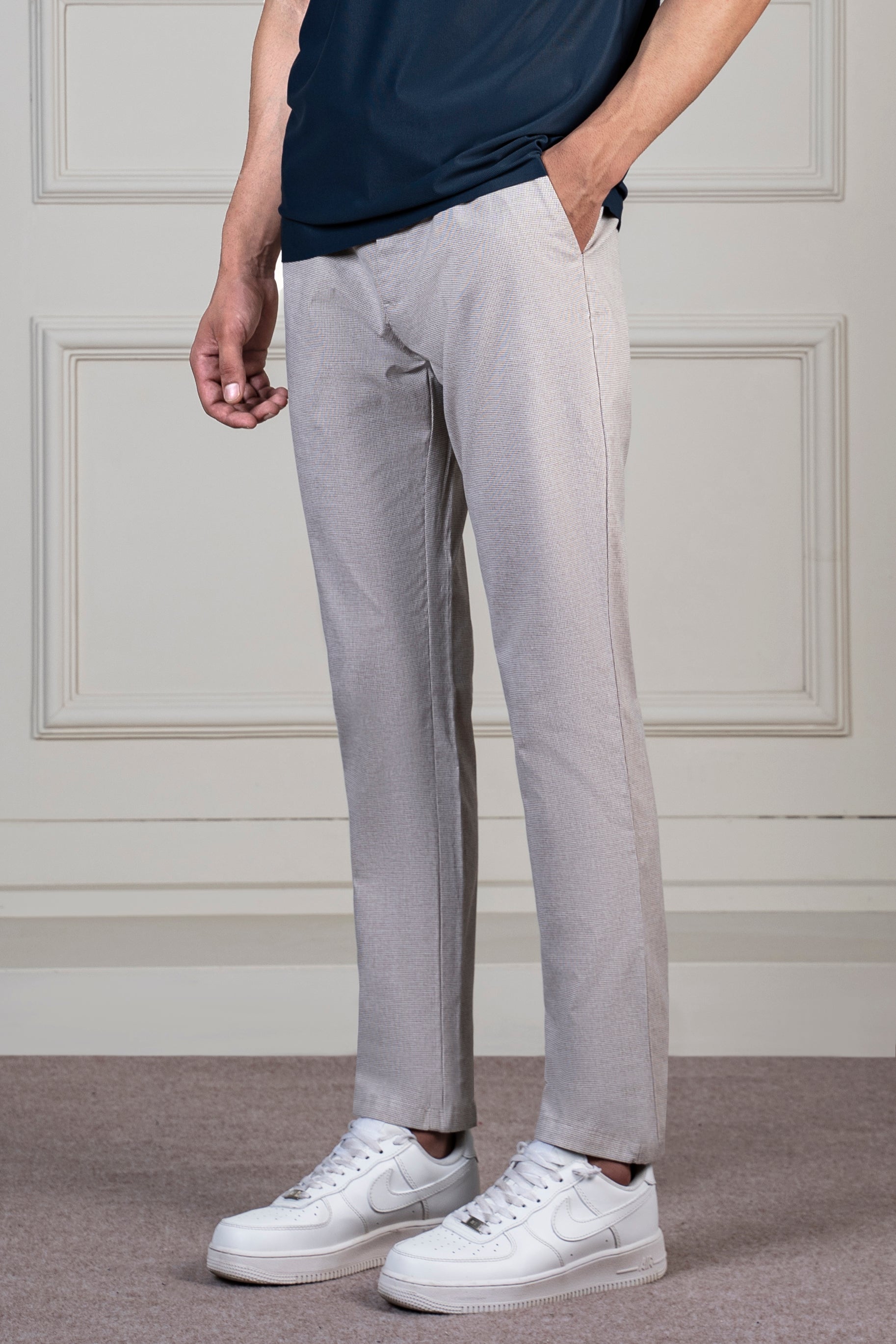 HOUNDSTOOTH SMART FIT PANT KHAKI