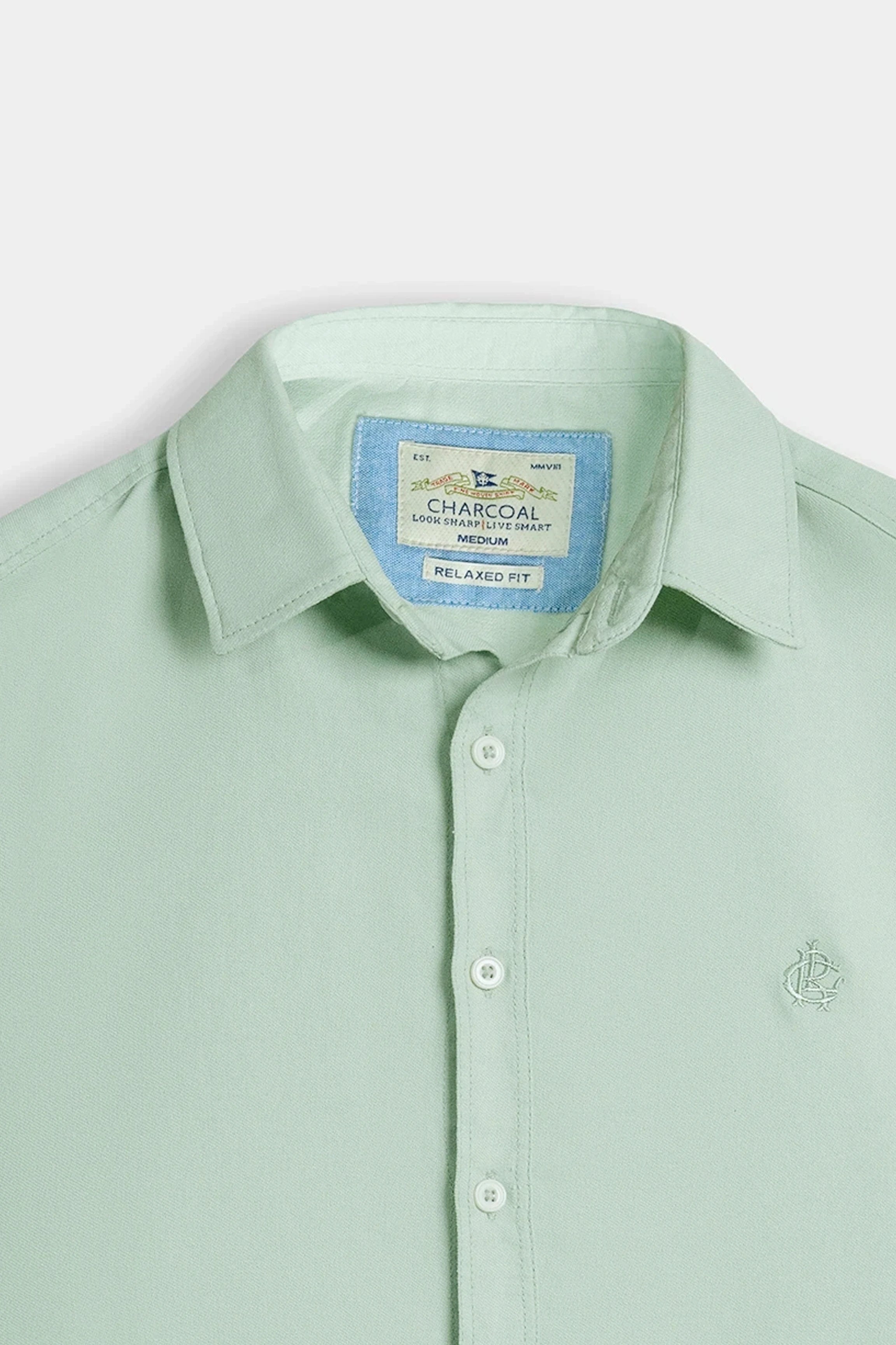 HIDDEN BUTTON DOWN CASUAL SHIRT LIGHT GREEN