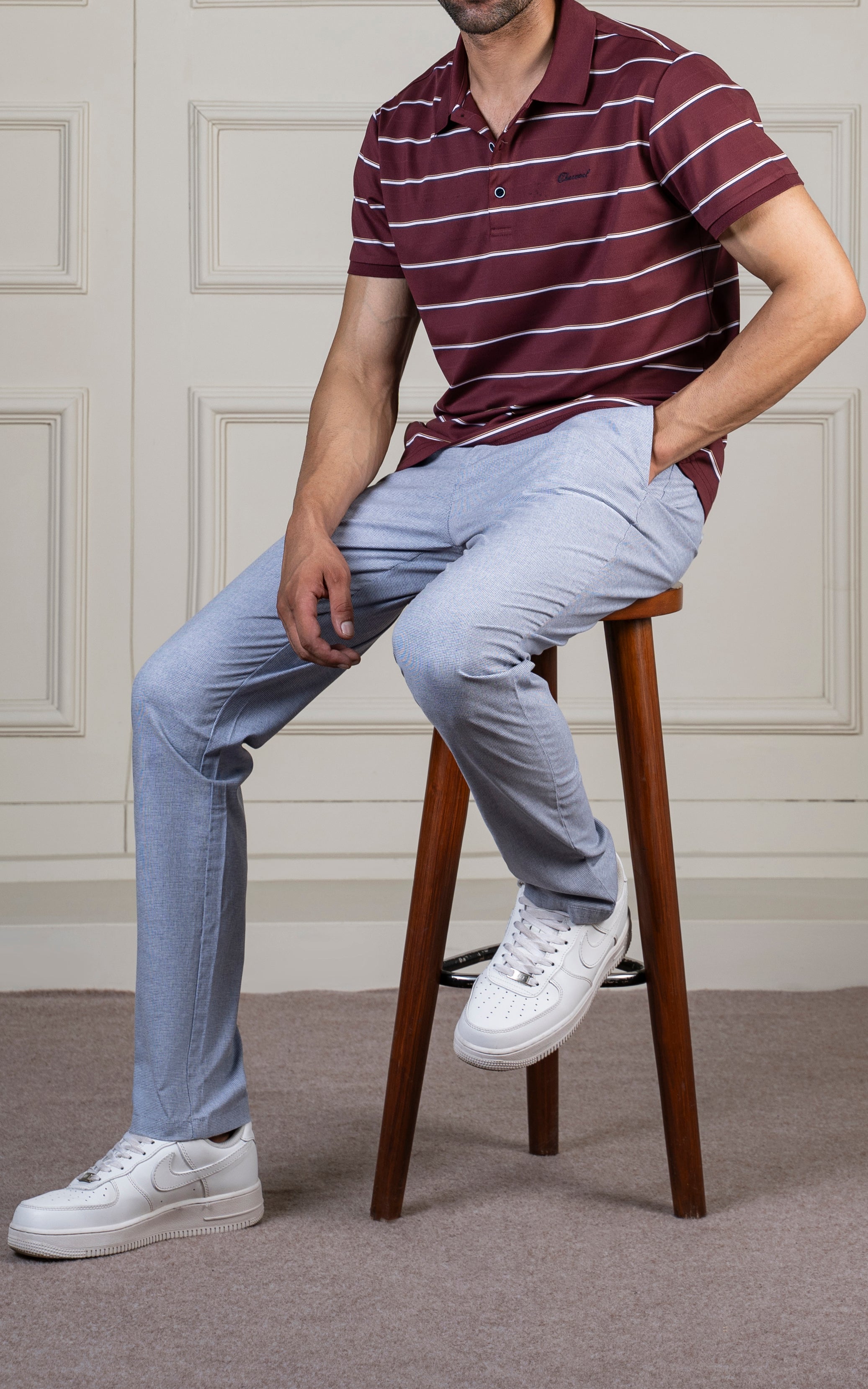 HOUNDSTOOTH SMART FIT PANT BLUE