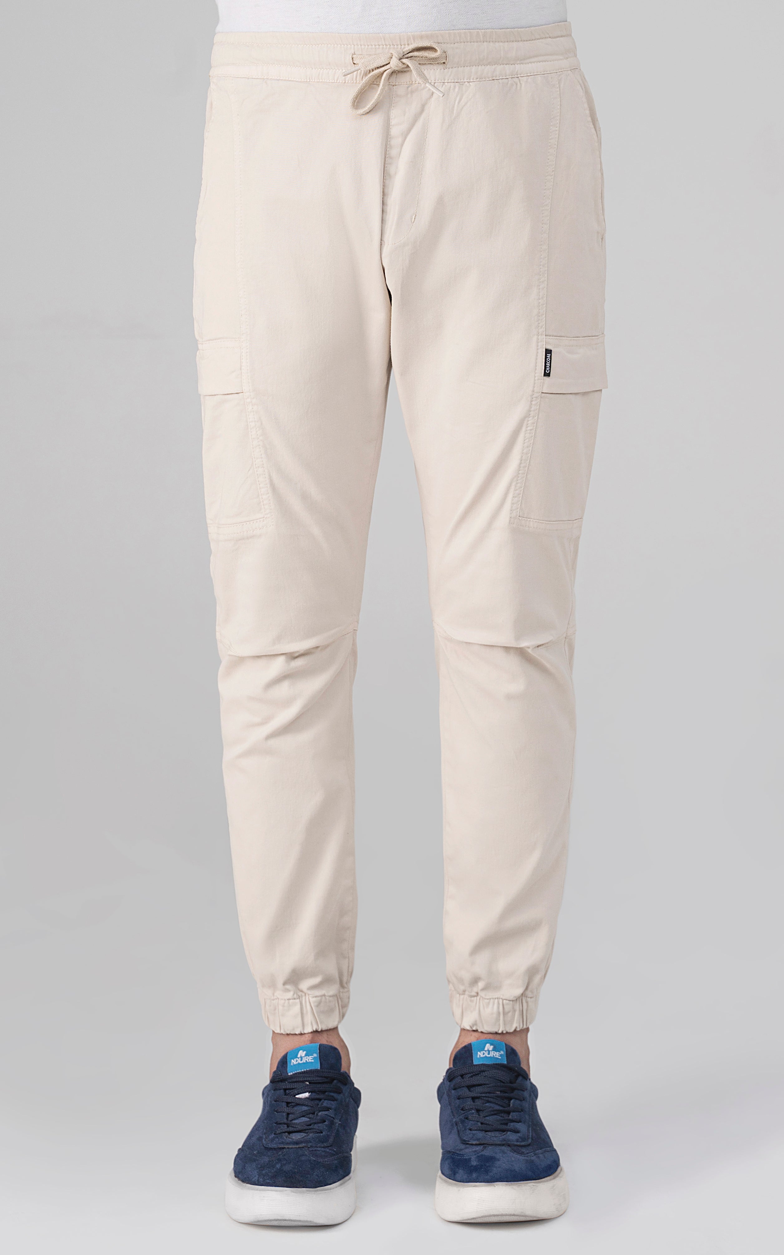 SLIM FIT CARGO TROUSER ECRO WHITE