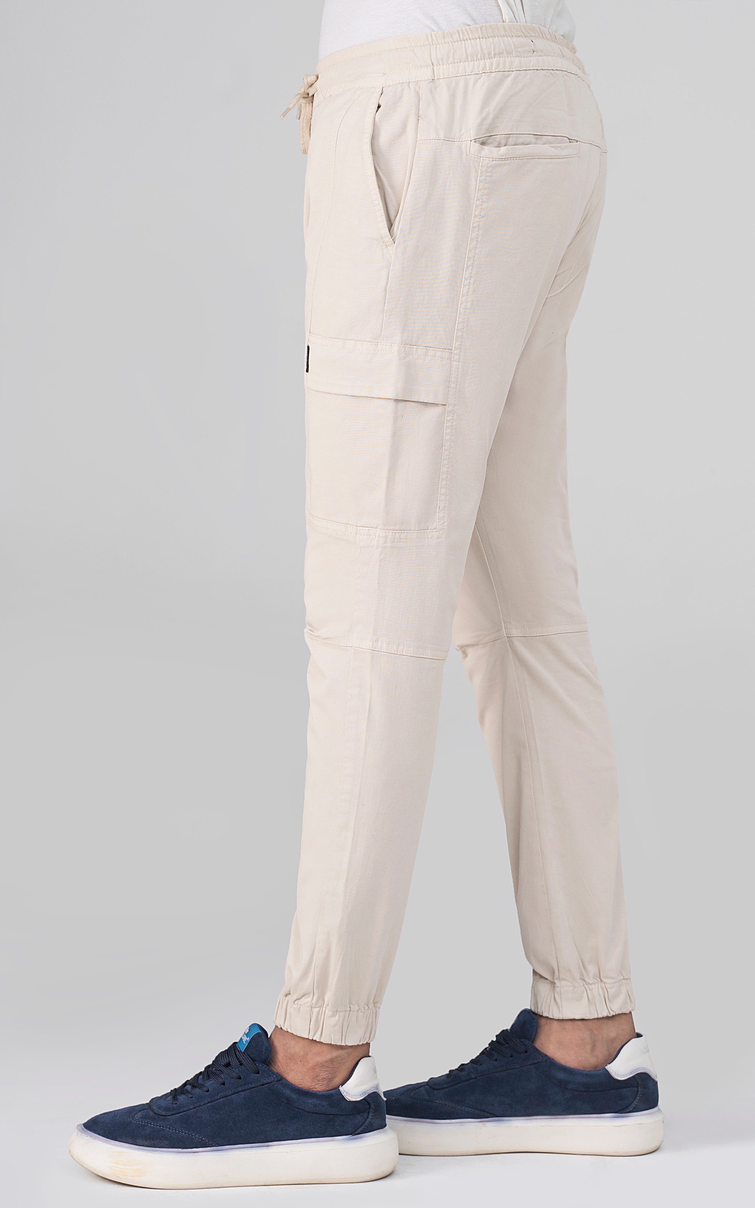 SLIM FIT CARGO TROUSER ECRO WHITE