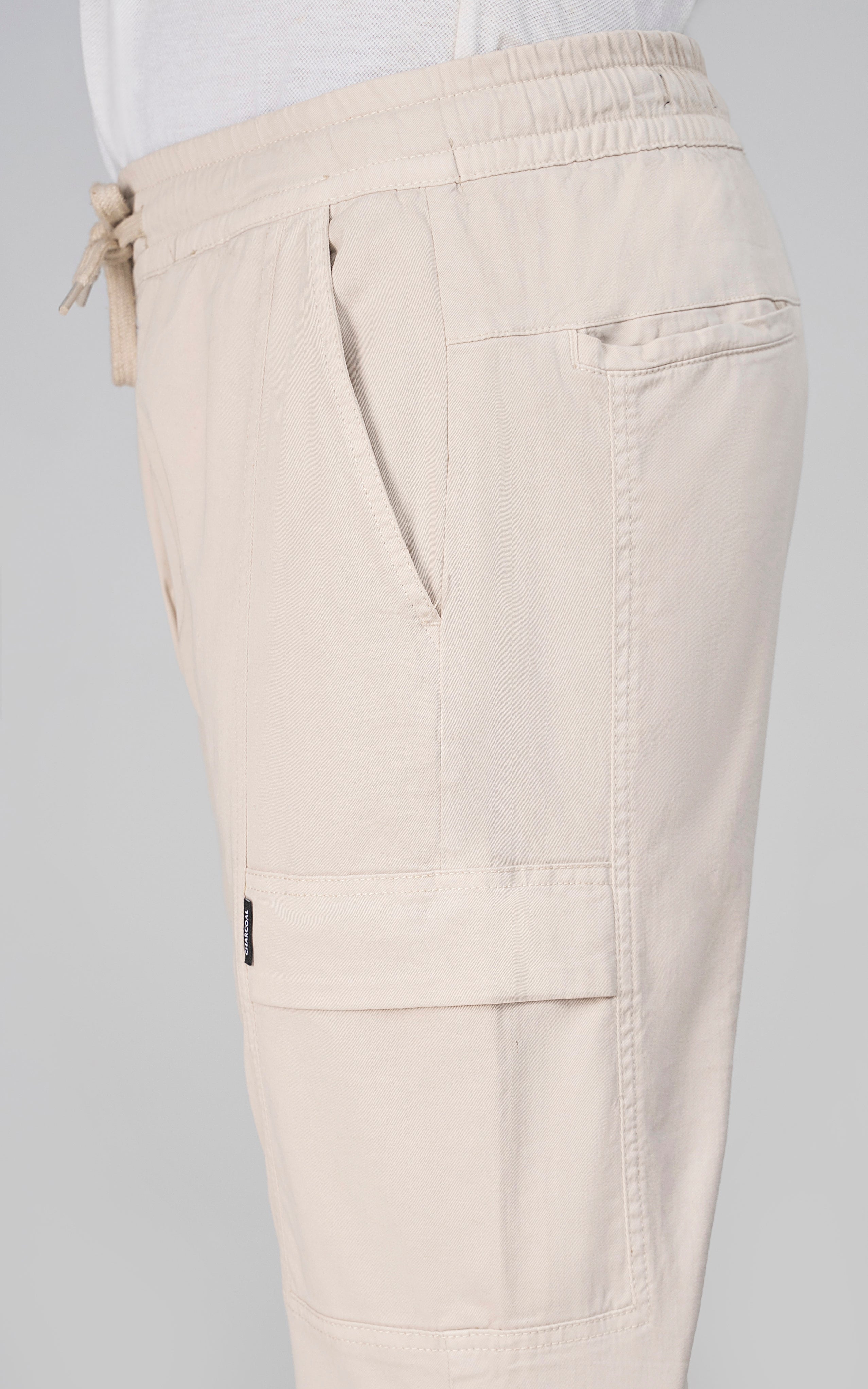 SLIM FIT CARGO TROUSER ECRO WHITE