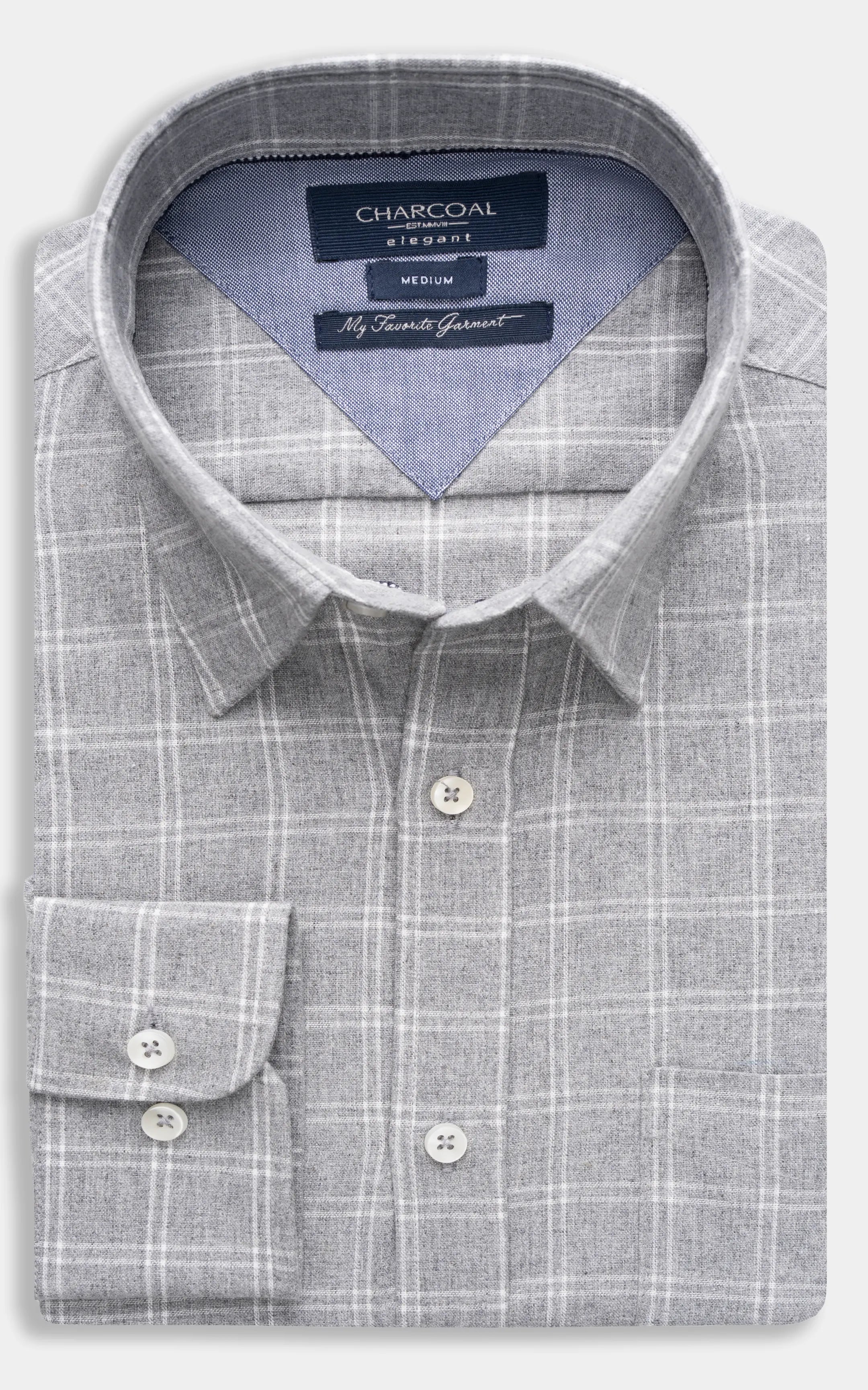 SMART FIT CHECKERED SHIRT LIGHT GREY CHECK