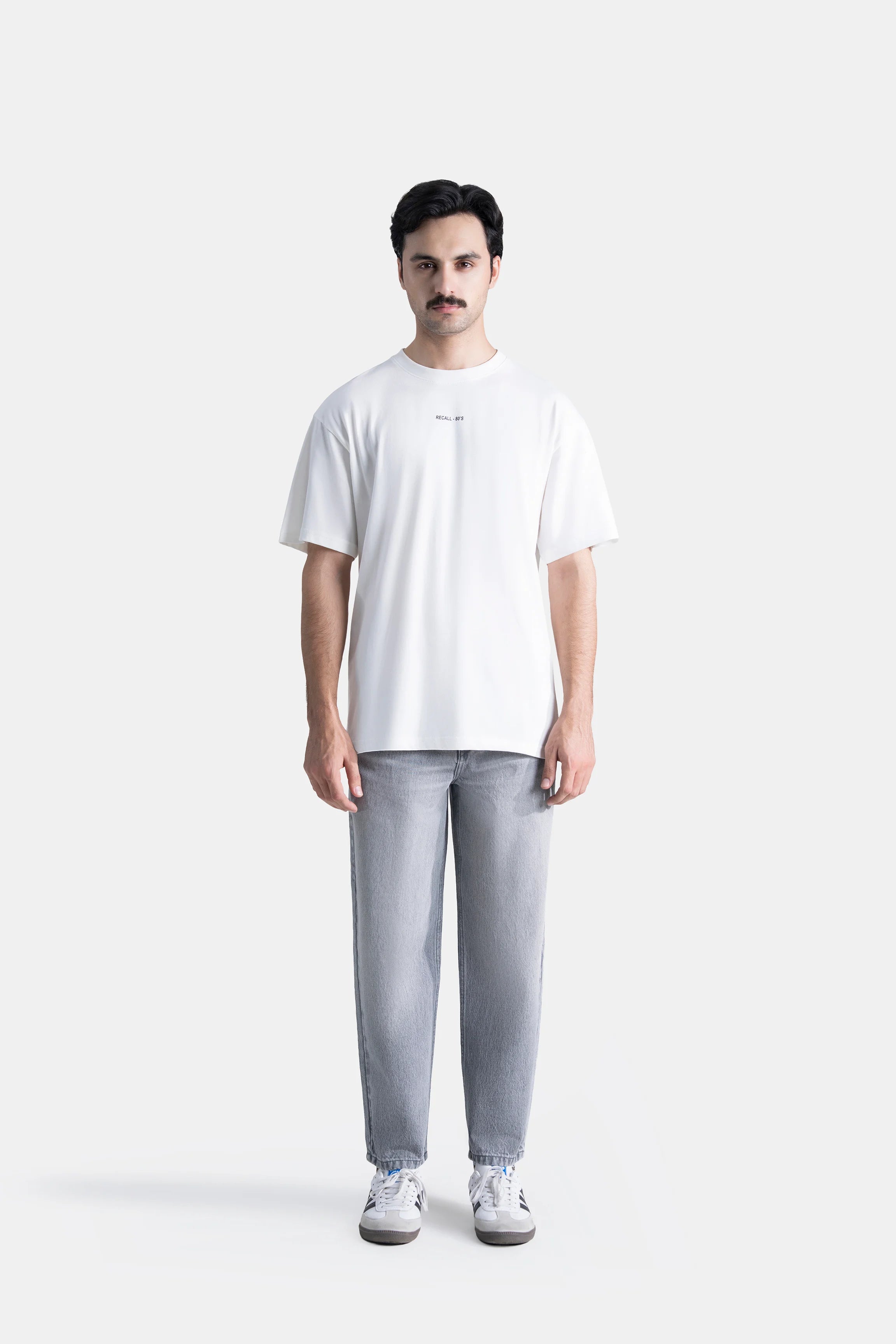 OVERSIZE CREW NECK GRAPHIC T SHIRT WHITE