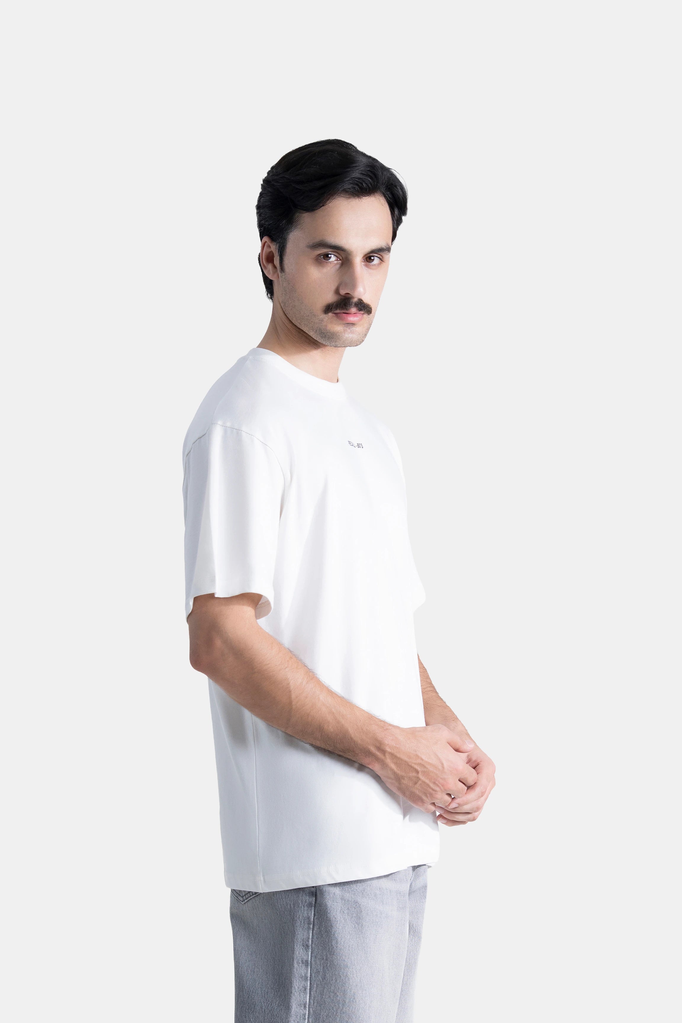 OVERSIZE CREW NECK GRAPHIC T SHIRT WHITE