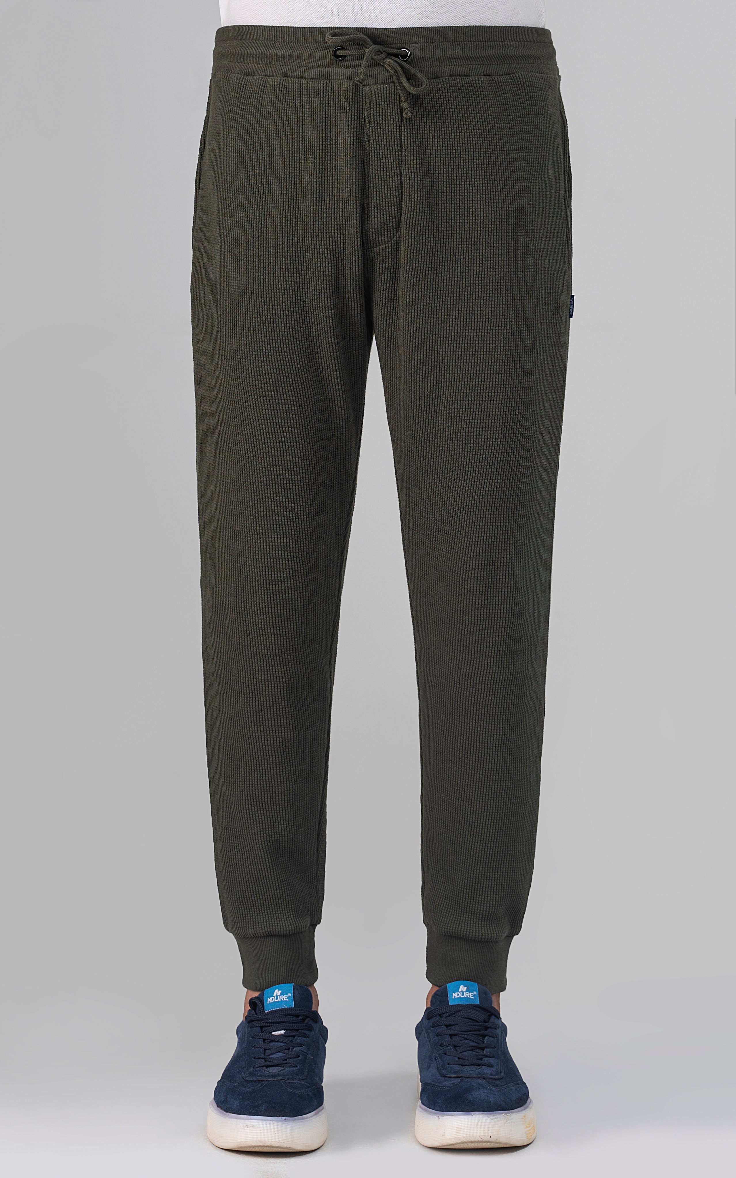 SLIM FIT WAFFLE JOGGER TROUSER OLIVE